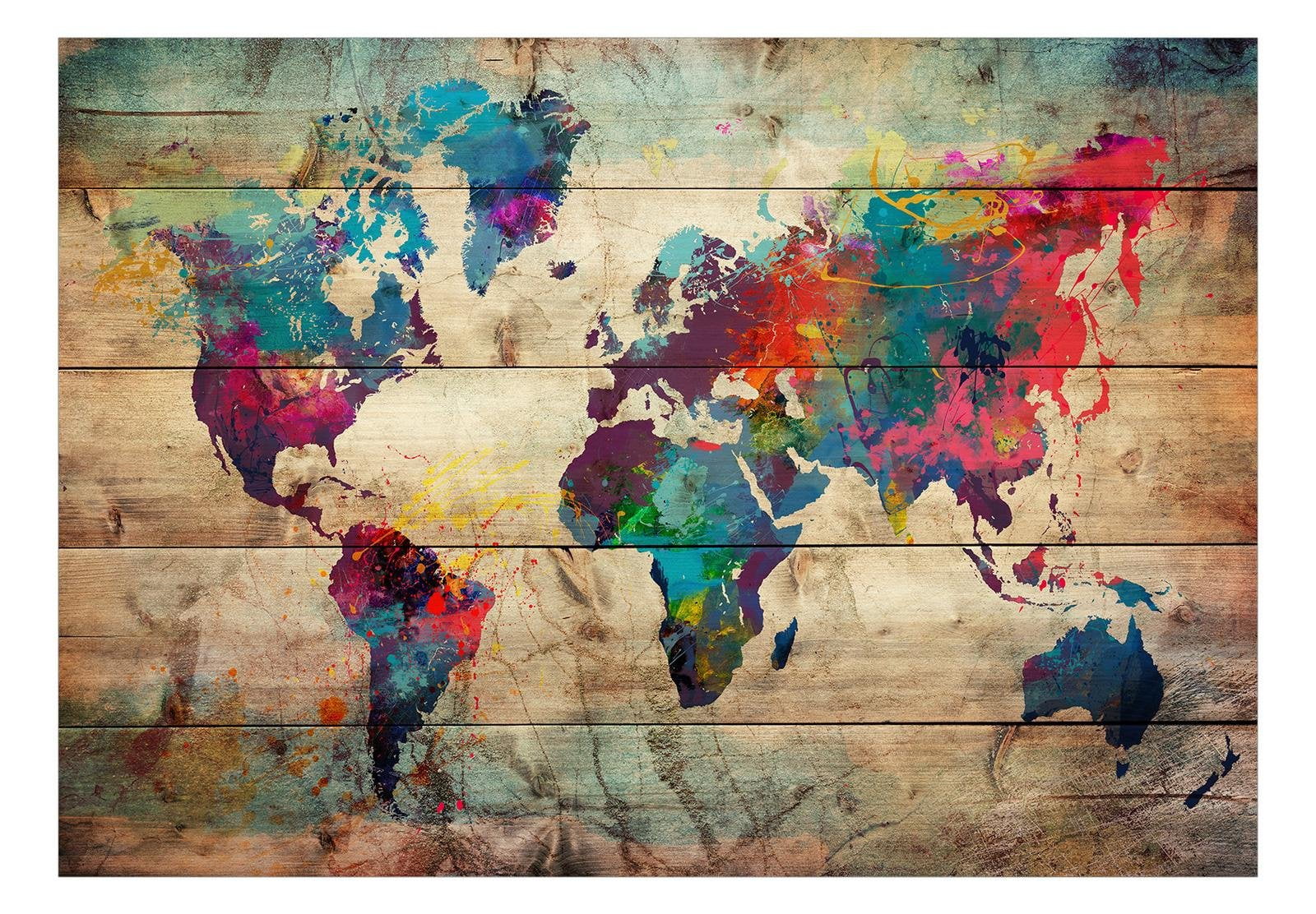 Tiptophomedecor Peel and Stick World Map Wall Mural (Multicolor, 24 in x 36 in) upg2z