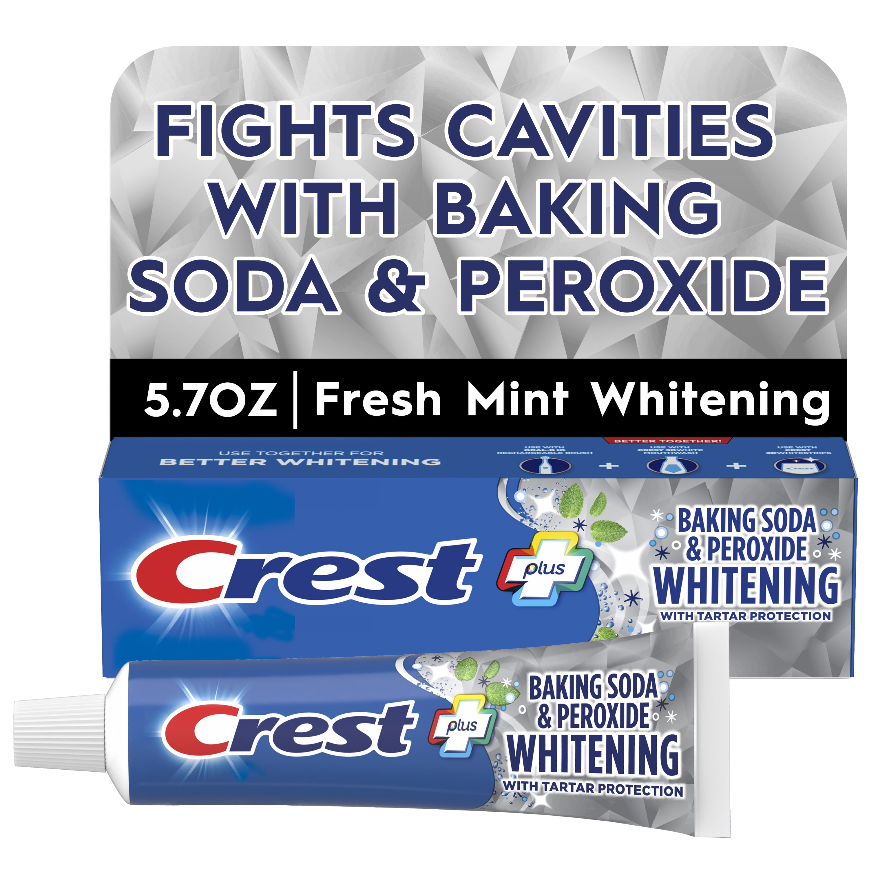 Crest Plus Baking Soda & Peroxide Whitening Toothpaste, Fresh Mint (12 Pack, 5.7 oz) cwl9c