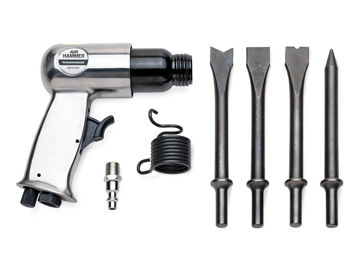 Rockwood Air Hammer and Chisel Set (Silver, 5-Piece Kit) h2ttj