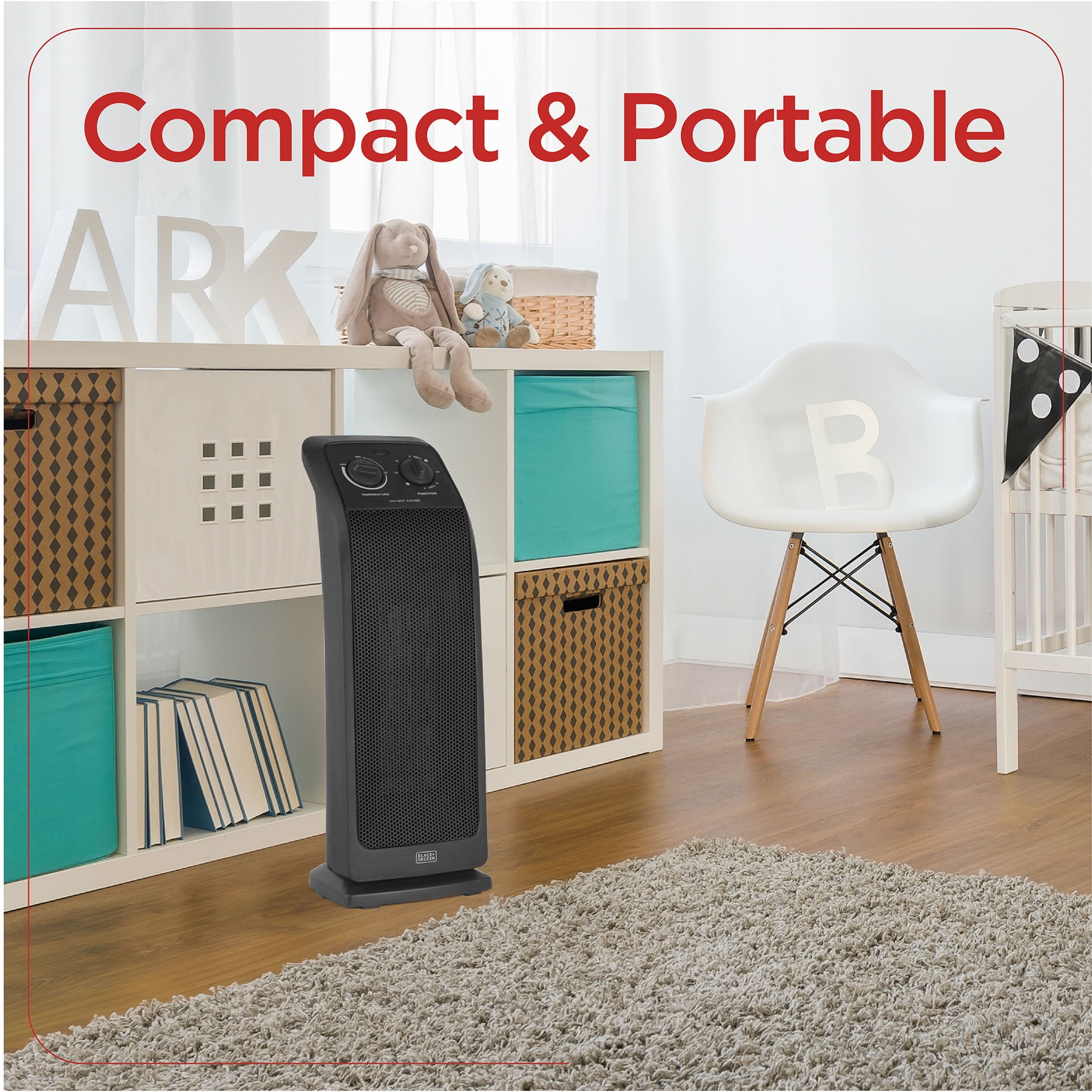 BLACK+DECKER Electric Ceramic Tower Space Heater (Black, 1500 Watt) 00ged