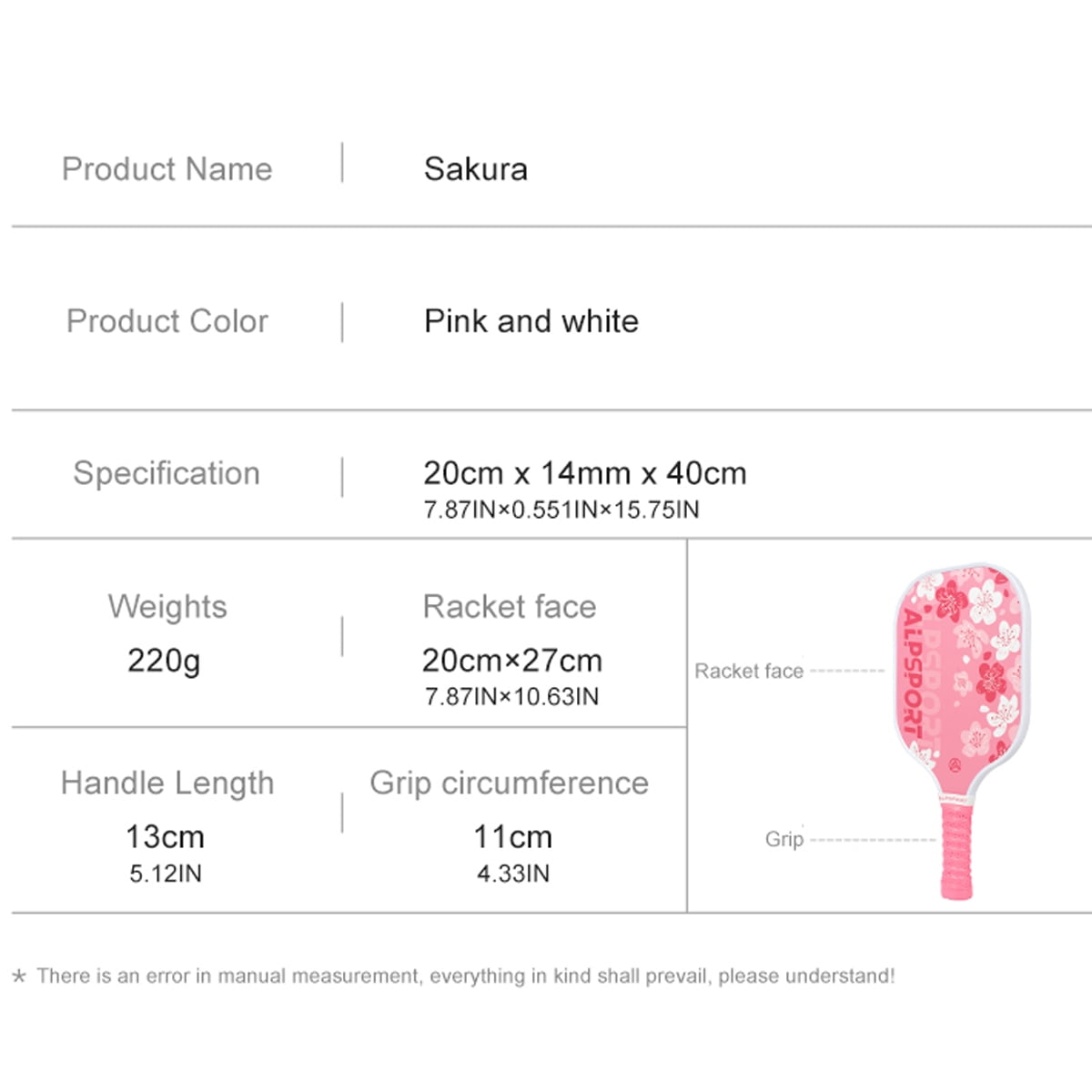 SALYWEE Sakura Pickleball Paddle, Carbon Fiber Surface with Honeycomb Polymer Core, Professional Spin and Control (Pink, 15.75 in x 7.87 in) u67my