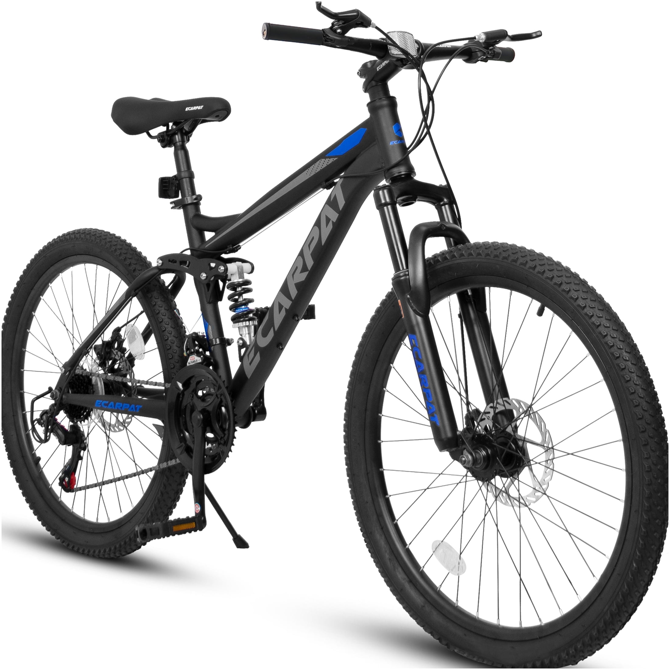 JERFIT 26 Inch Mountain Bike, Full Suspension All-Terrain Bicycle with 21 Speed Gearing and Dual Disc Brakes (Black, 26 in) h9fg8