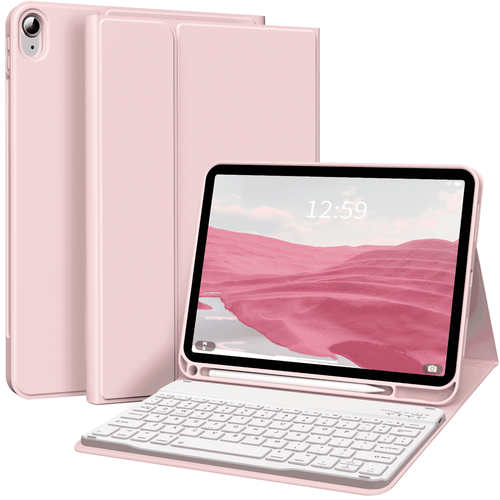 Aoub Keyboard Case for iPad 11th Gen 2025 & 10th Gen 2022, Detachable Wireless Bluetooth Cover with Pencil Holder (Pink, 11 in) 6k00y