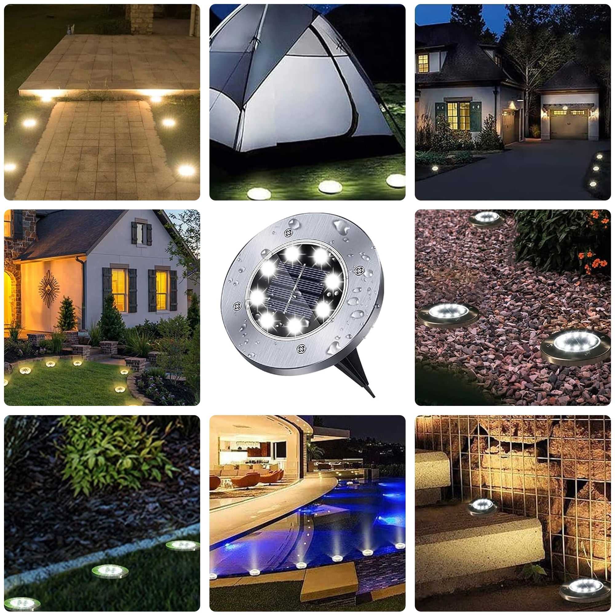 IJIL Solar Powered LED In-Ground Lights, Waterproof Outdoor Landscape Lighting for Garden Pathway and Patio (Black, 12 Pack) lzqit