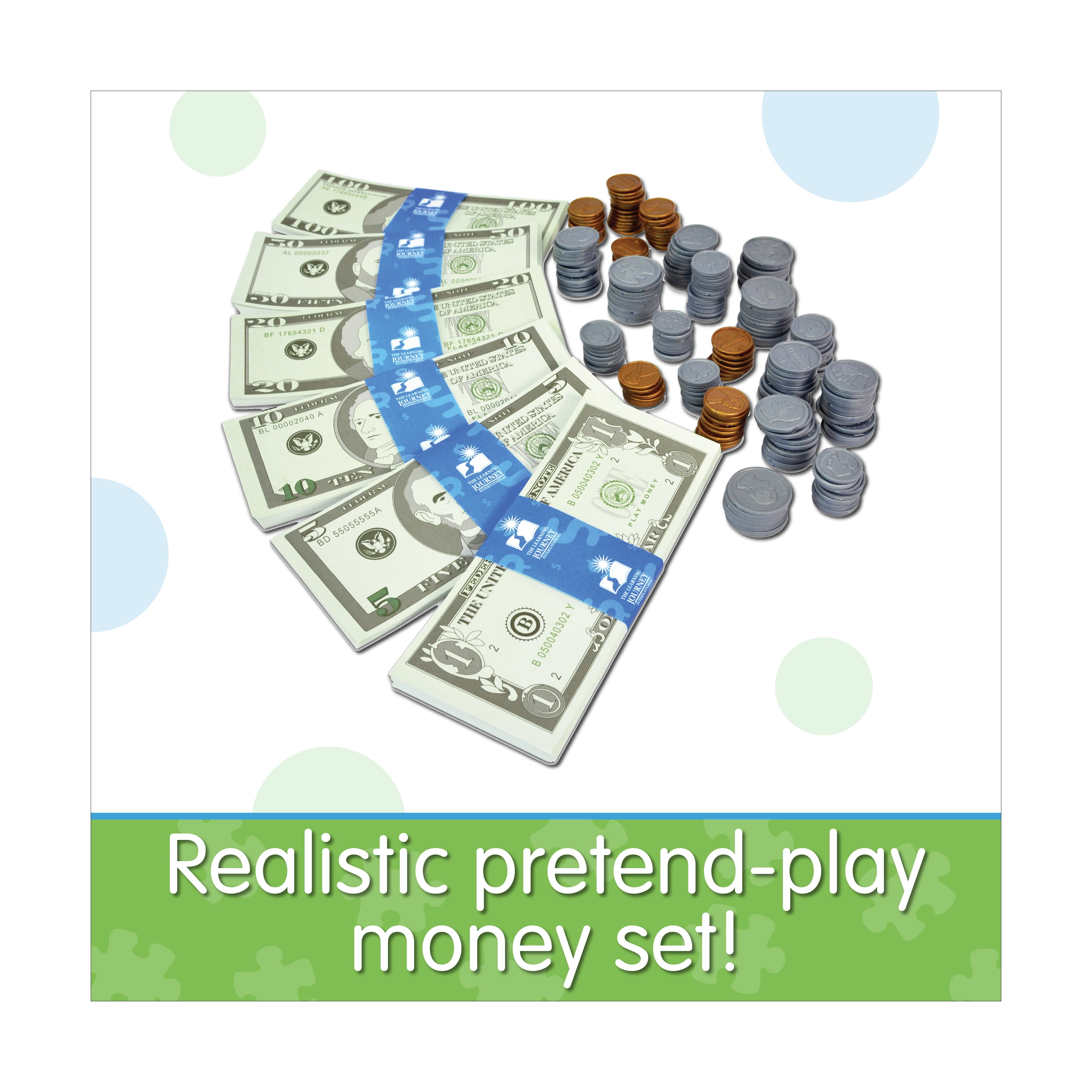 The Learning Journey Play Money Set for Kids Educational Math Activity (8.6 in x 12 in) hduev