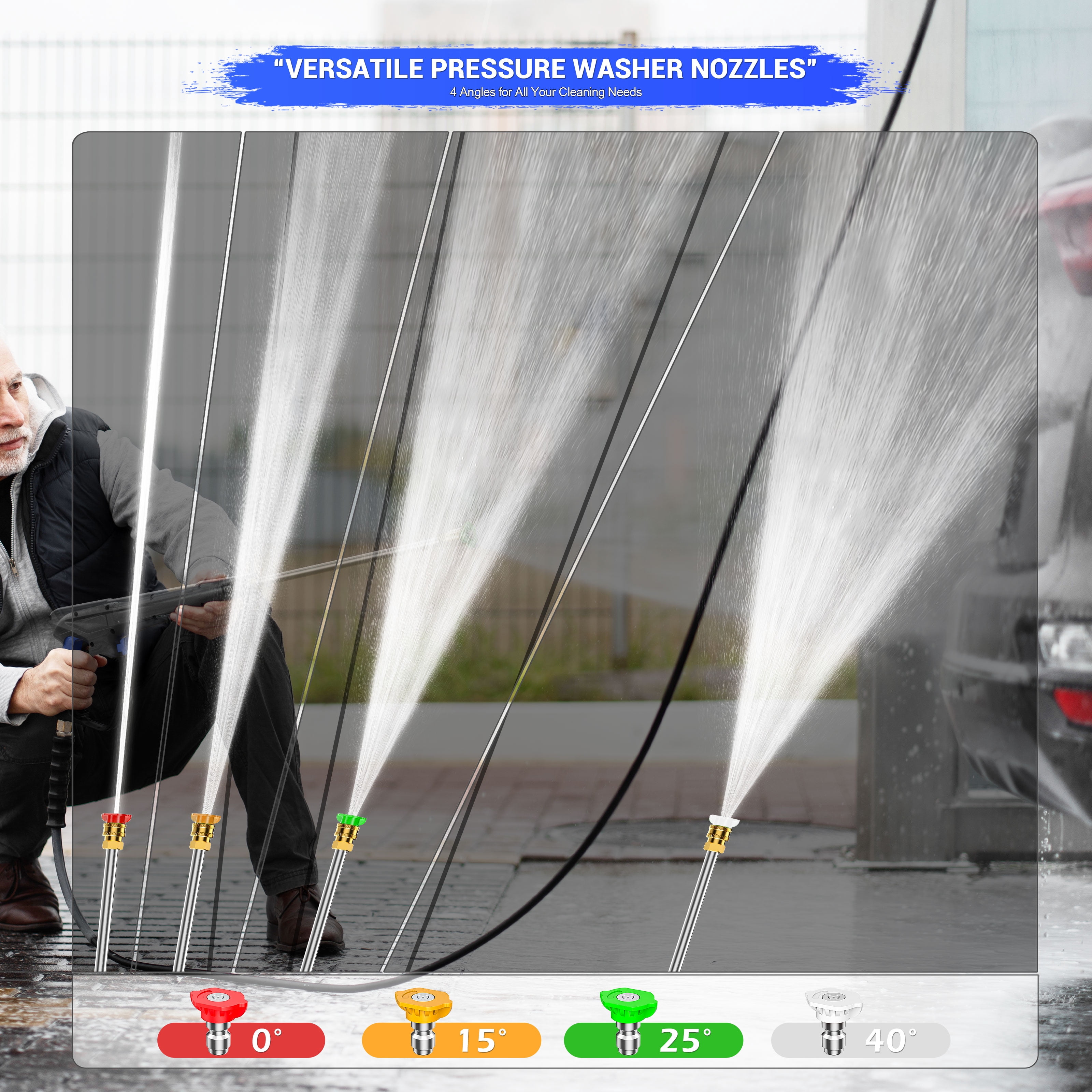 HONGDONG Electric Power Washer, 4200 PSI 2.5 GPM High-Pressure Cleaner with 25 ft Hose and Detergent Dispenser (Rolling Wheel Design) fmyj8