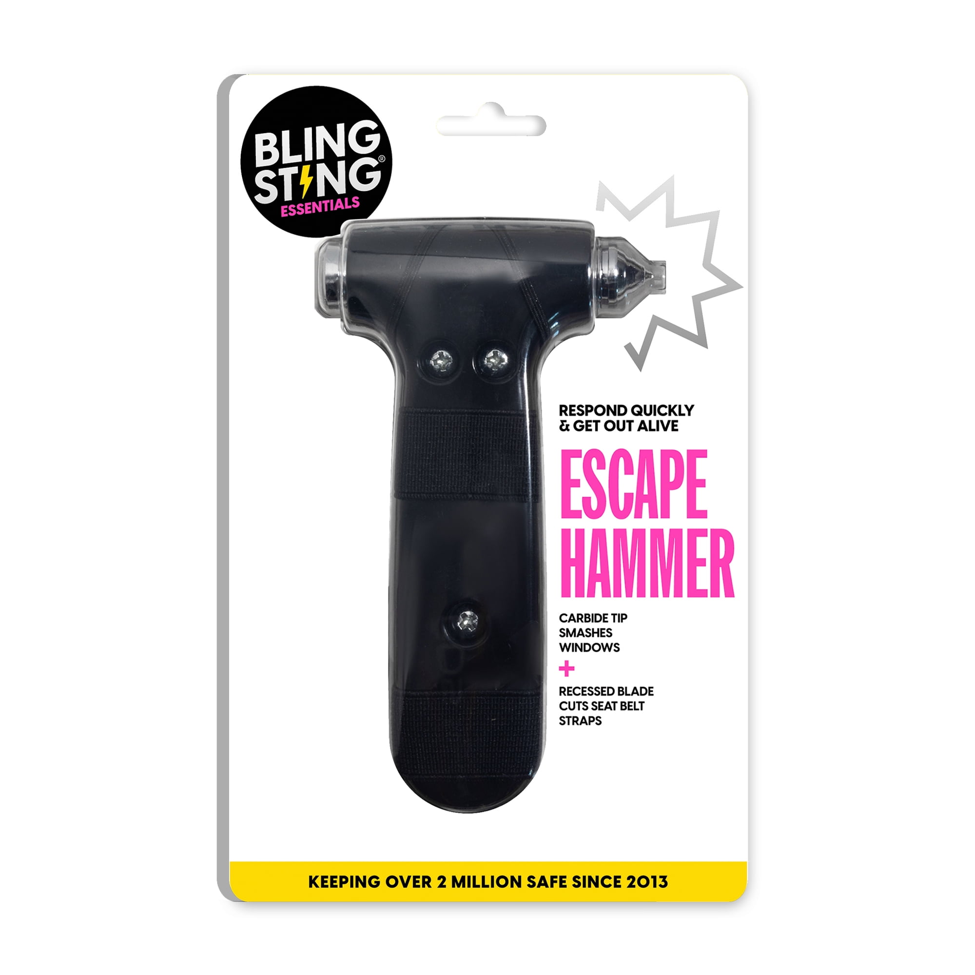 resqme Emergency Escape Tool, Seat Belt Cutter & Car Window Breaker (Black, 1 Pack) kpbpm