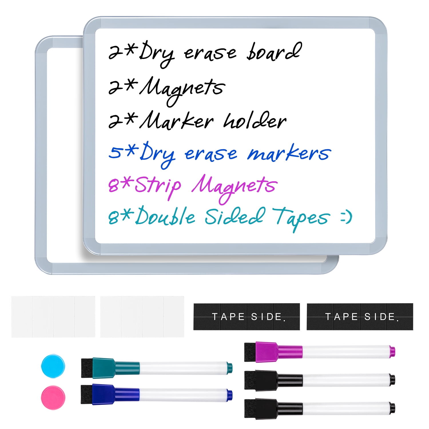 VUSIGN Magnetic Dry Erase Board Set, Small Whiteboard for Office and Home (White, 11 in x 14 in, 2 Pack) 625xf
