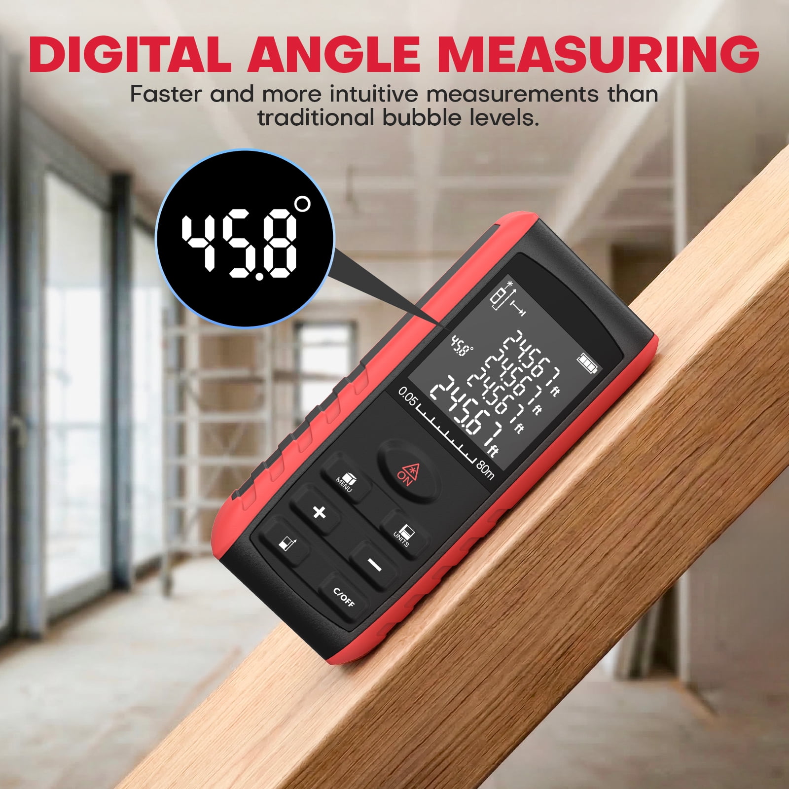 LAKWAR Digital Laser Distance Meter, High Precision Measurement Tool for Construction and DIY (Green, 262 ft) 3n1gz