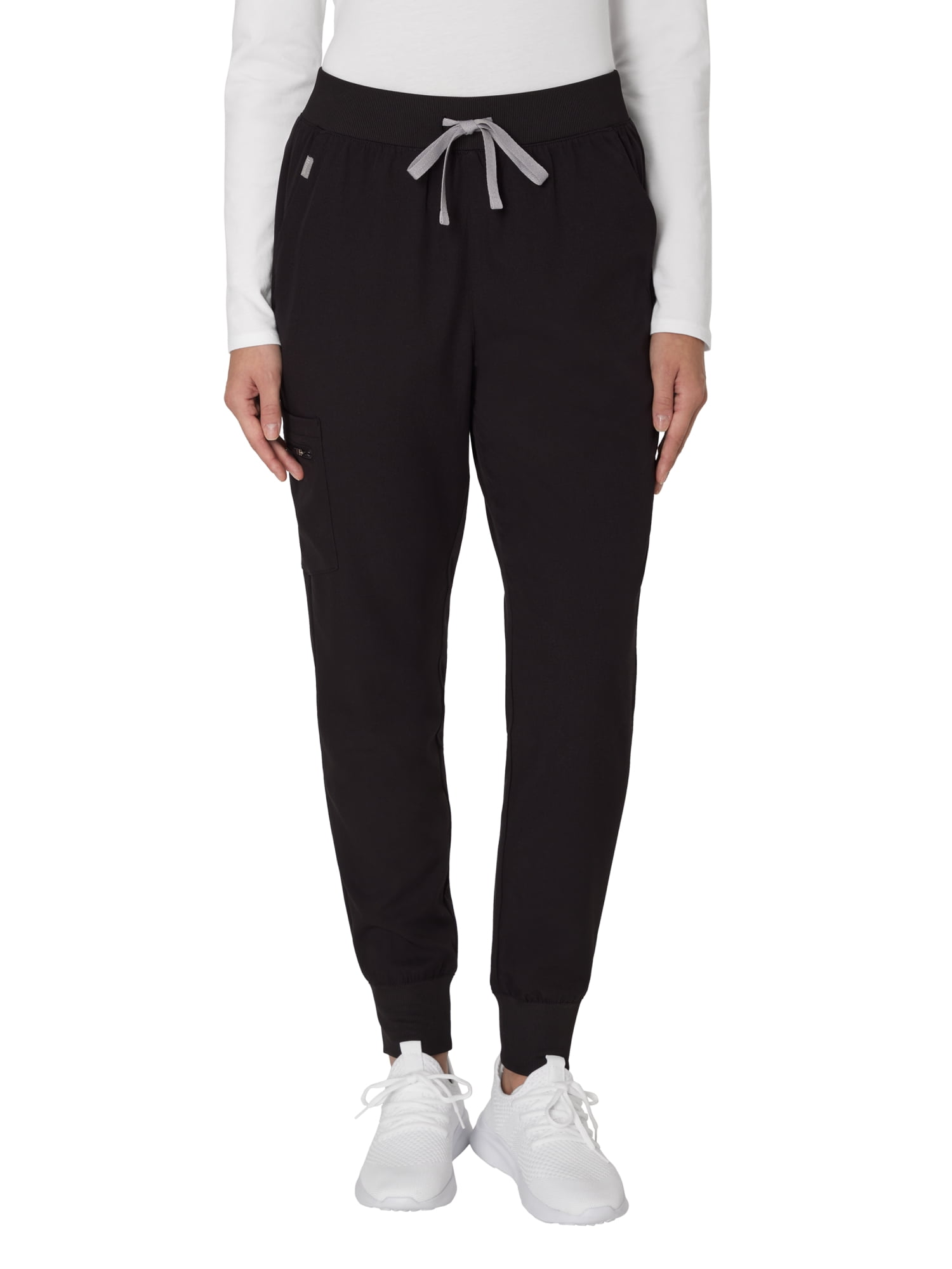 Hanes Women's Jogger Scrub Pants, Moisture-Wicking Athletic Fit with Pockets (New Ebony, XS) 2wyxq