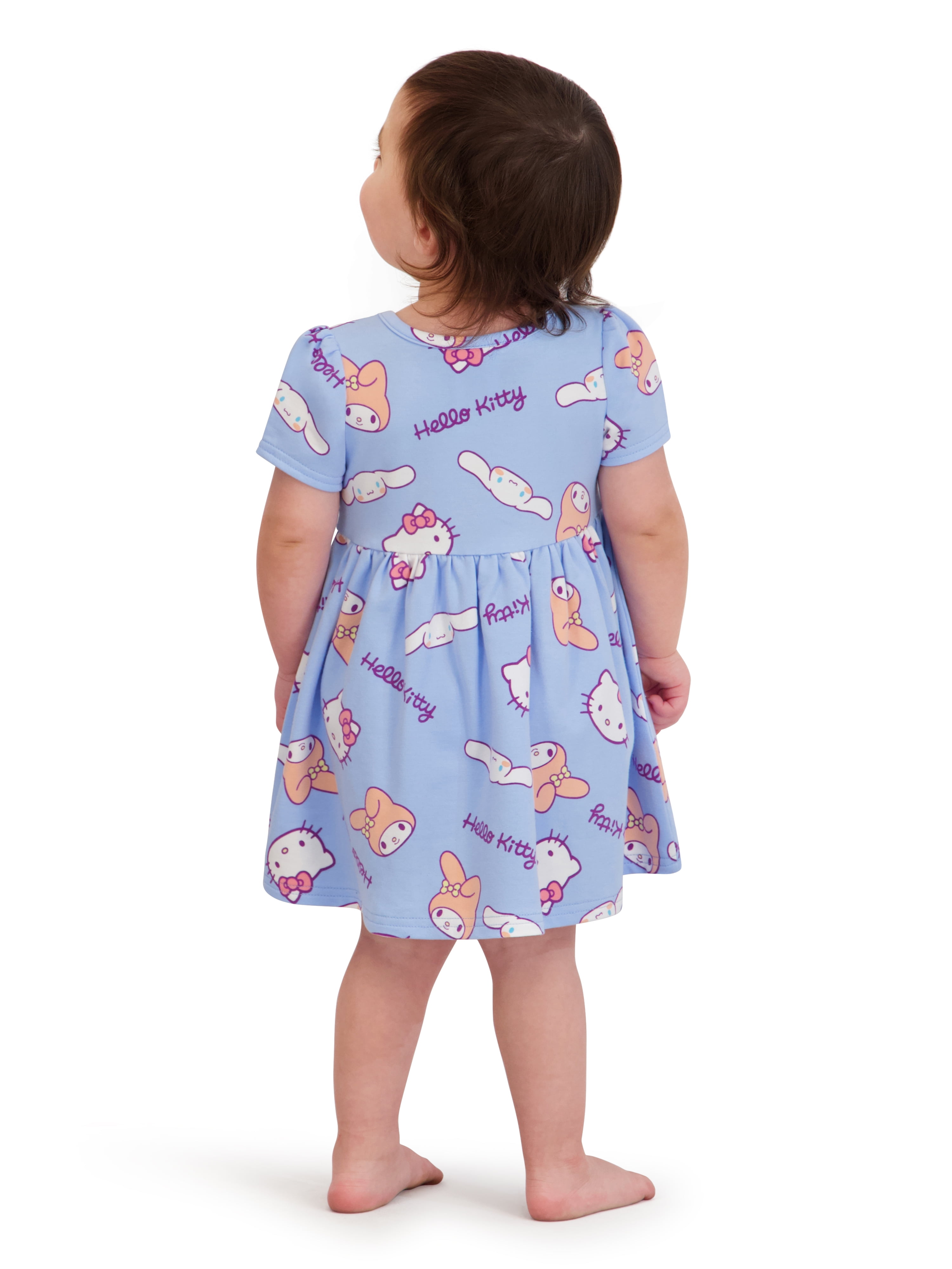 Hello Kitty Baby Girl French Terry Dress and Diaper Cover Set (Pink, 0-24 Months) 58inb