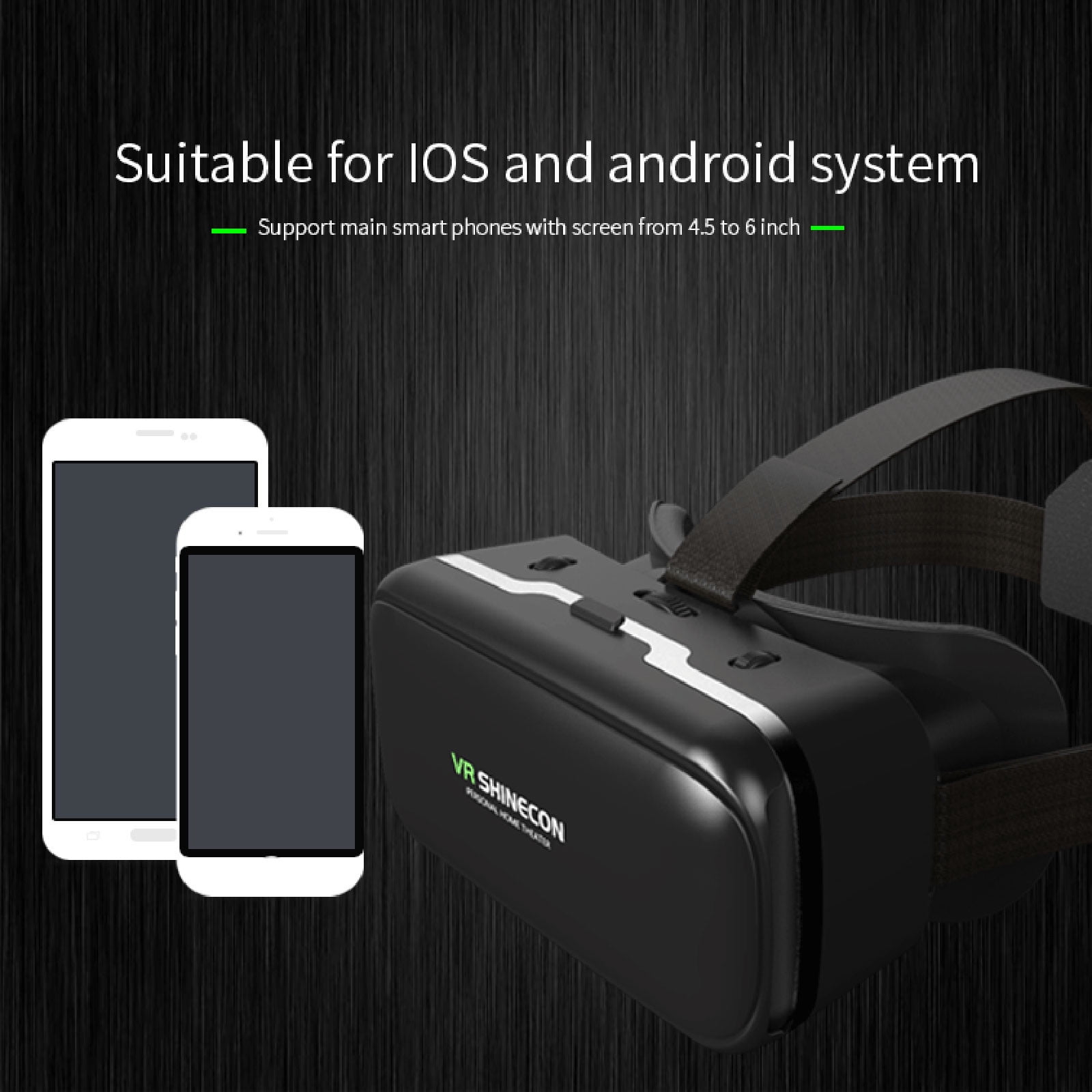 Uscallm Virtual Reality VR Headset for Smartphones, Immersive 3D Gaming and Movie Glasses (Black, One Size) 1oex0