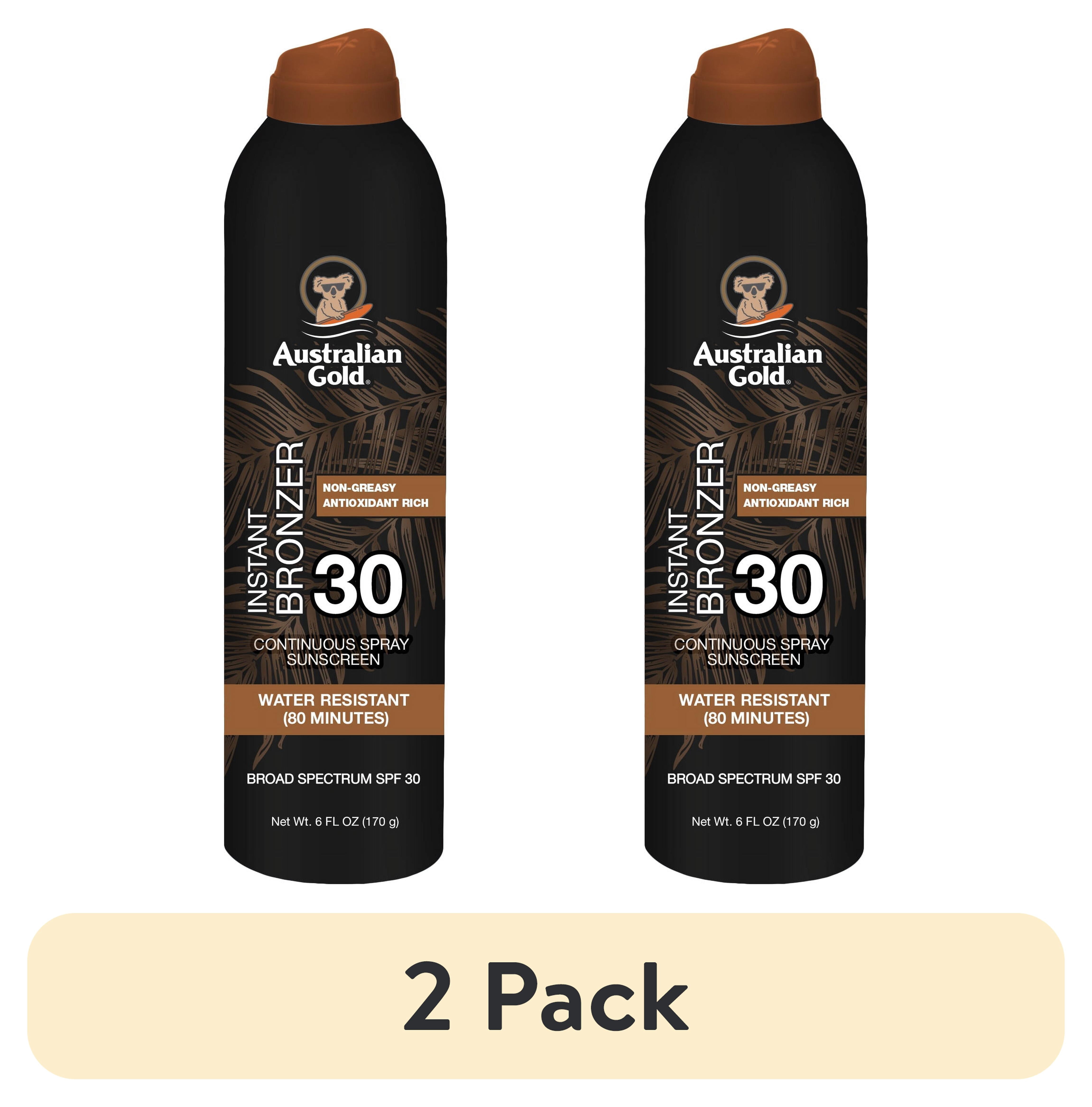 Australian Gold SPF 30 Continuous Spray Sunscreen with Instant Bronzer (Gold, 2 Pack, 6 oz) an6xg