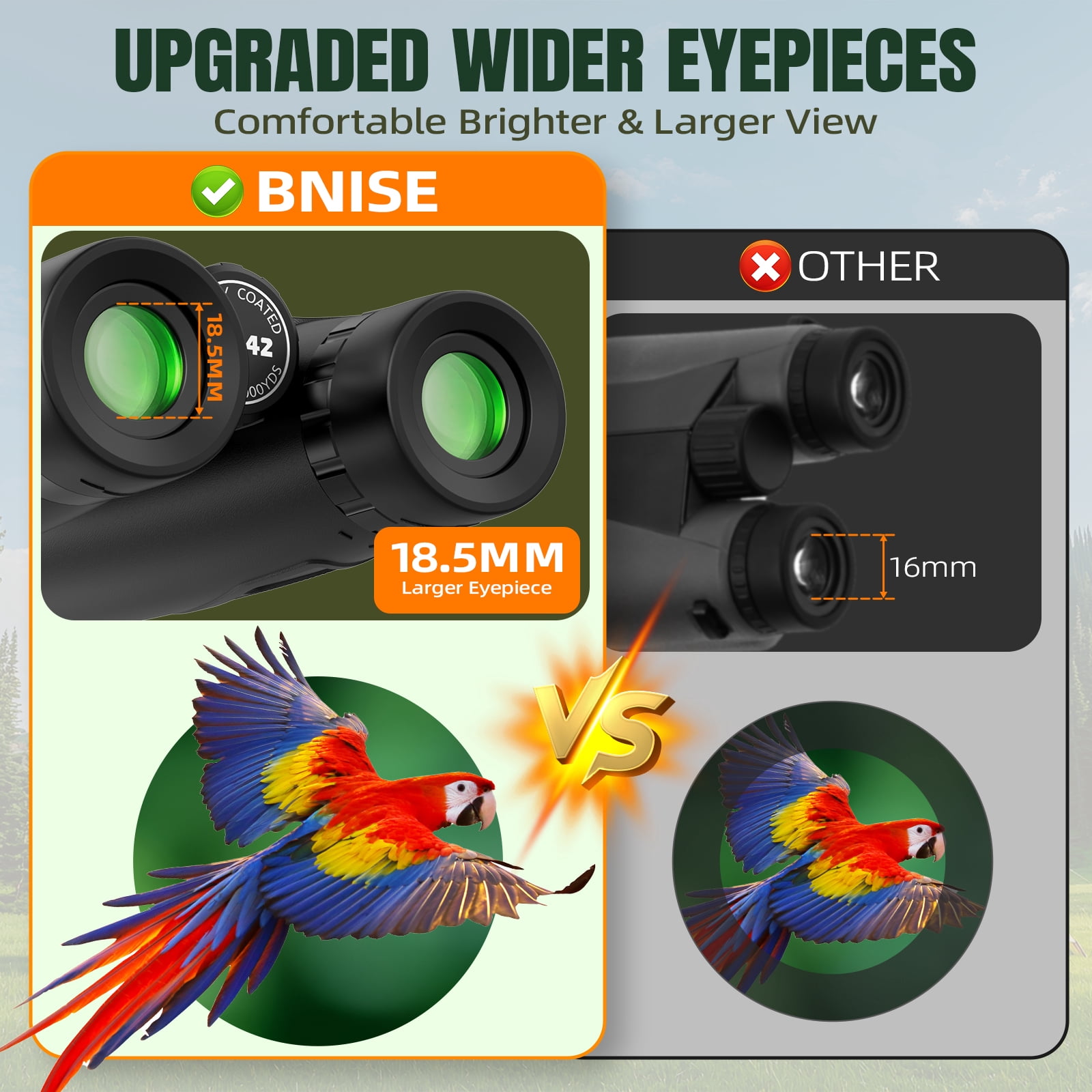 BNISE 10x42 HD Professional Binoculars for Bird Watching and Hunting (Black, 6.3 in x 5.3 in x 2.8 in) 1so45