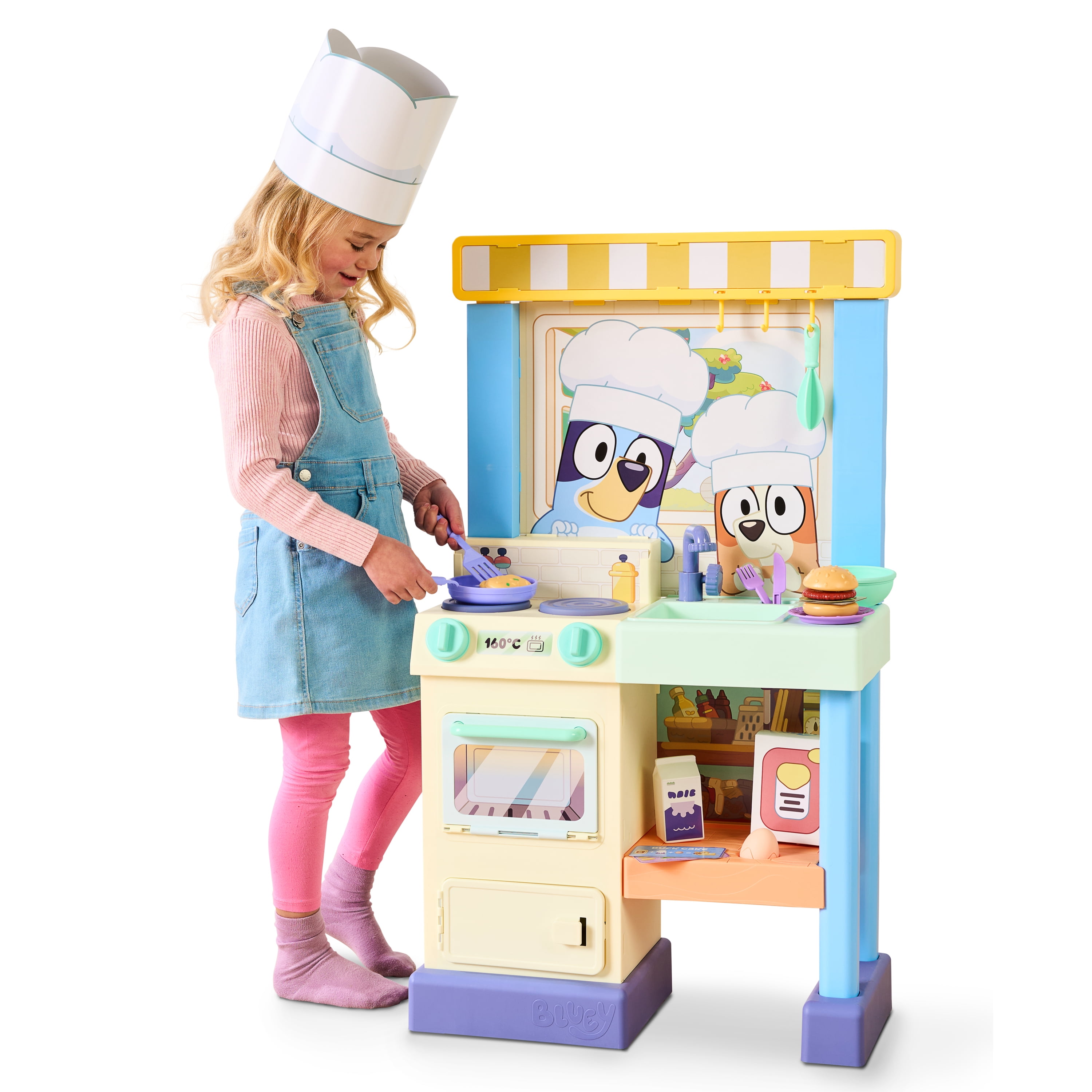 Bluey Cook & Clean Kitchen Playset with Interactive Lights and Sounds (Blue, 3 ft) ggnqk
