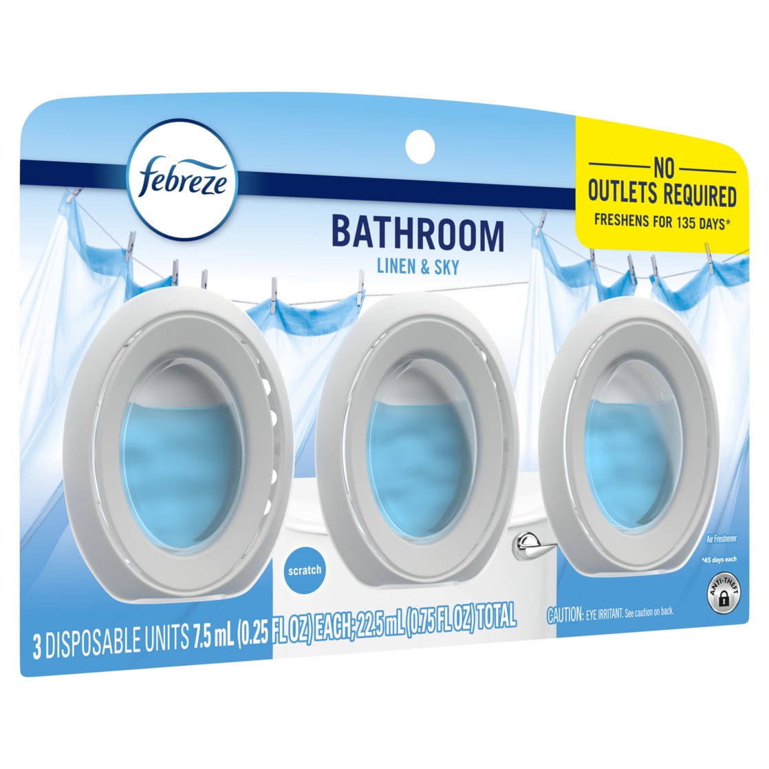 Febreze Bathroom Air Freshener, Odor-Fighting, Linen & Sky Scent (3 Count) ns5s2