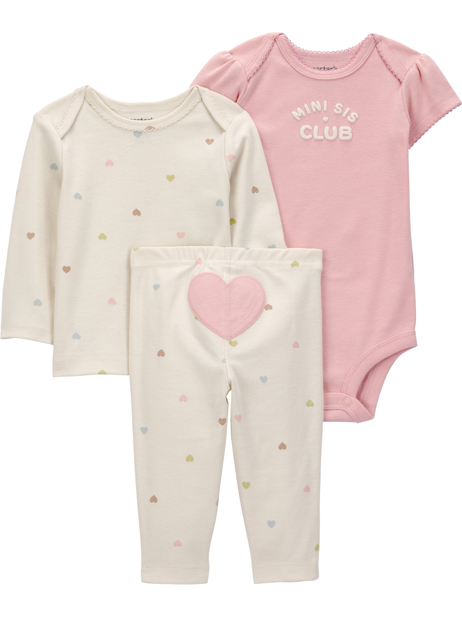 Carter's Child of Mine Baby Girl 3-Piece Outfit Set (Pink, 0-24 Months) 819qa
