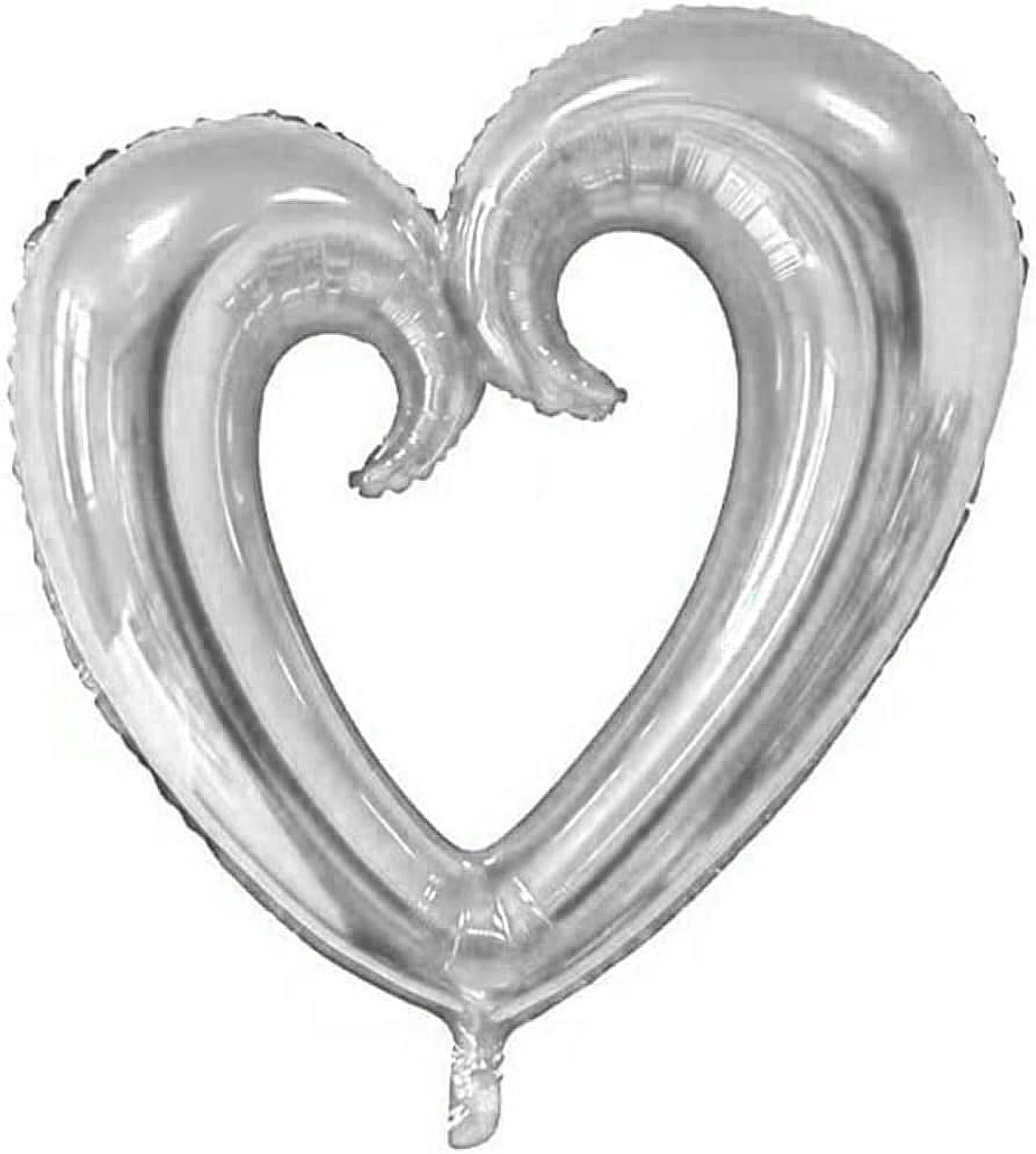 PMU Heart Shaped Open Center Mylar Balloon, Decorative Party Foil Balloon (Silver, 24 in) mgec7