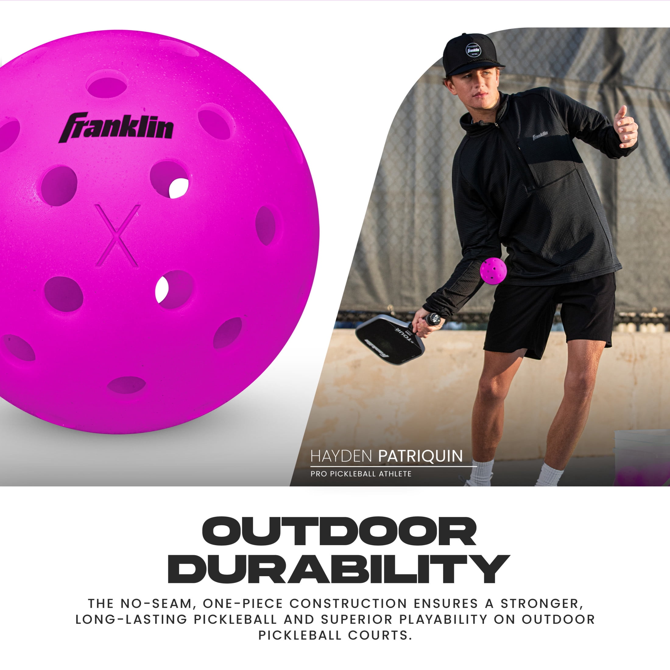 Franklin Sports X-40 Outdoor Pickleballs, USAPA Approved Tournament Performance (Purple, 3 Pack) ysuu0