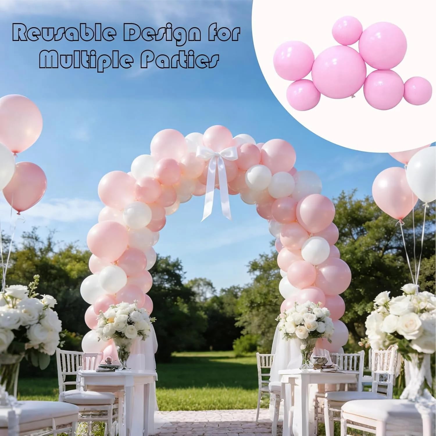 Generic Reusable Inflatable Balloon Garland Arch Kit, Durable PVC Party Decoration Set (Light Pink, 3 Pack) p7kah