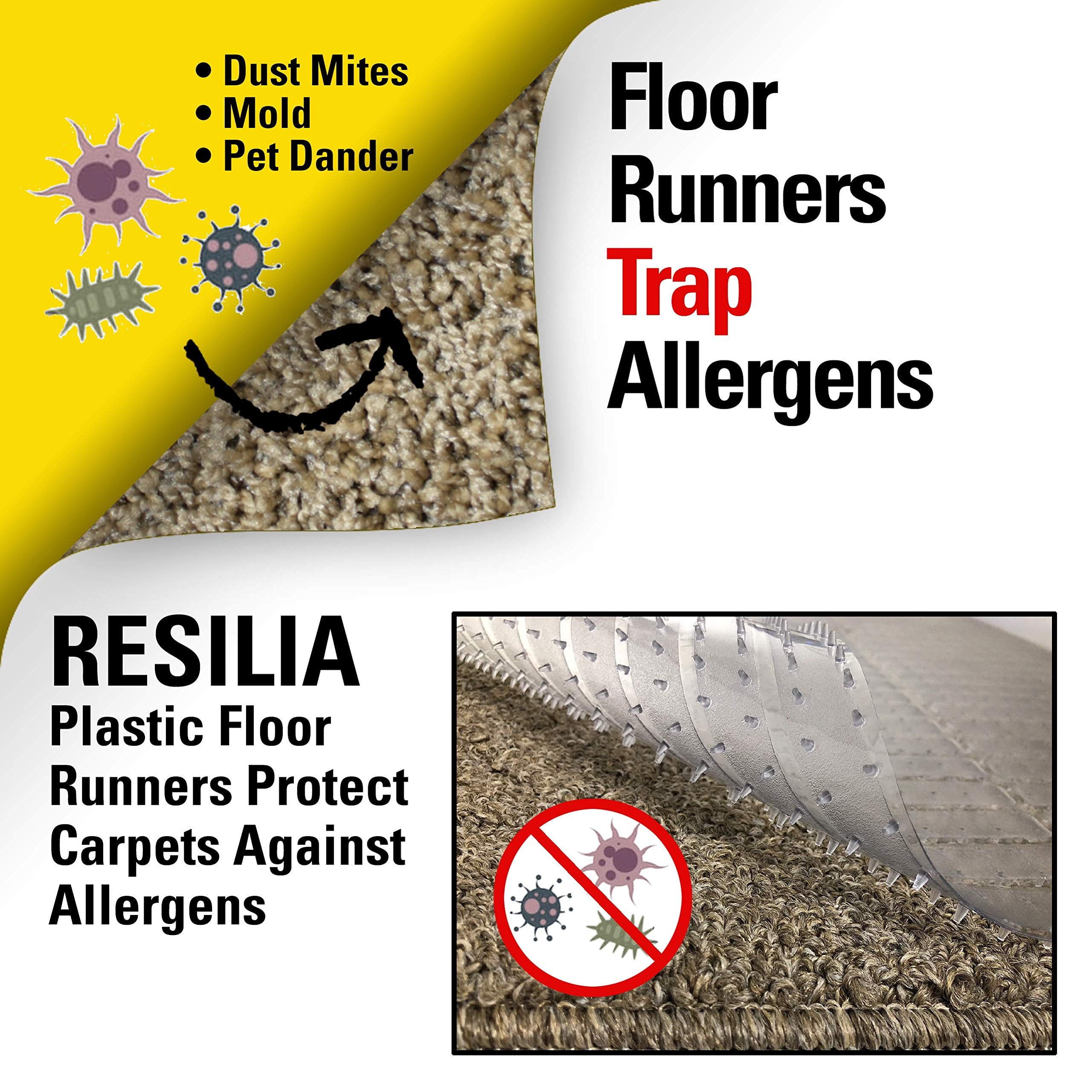 Resilia Clear Vinyl Floor Runner Protector for Hardwood and Tile (Clear, 27 in x 6 ft) 894ni