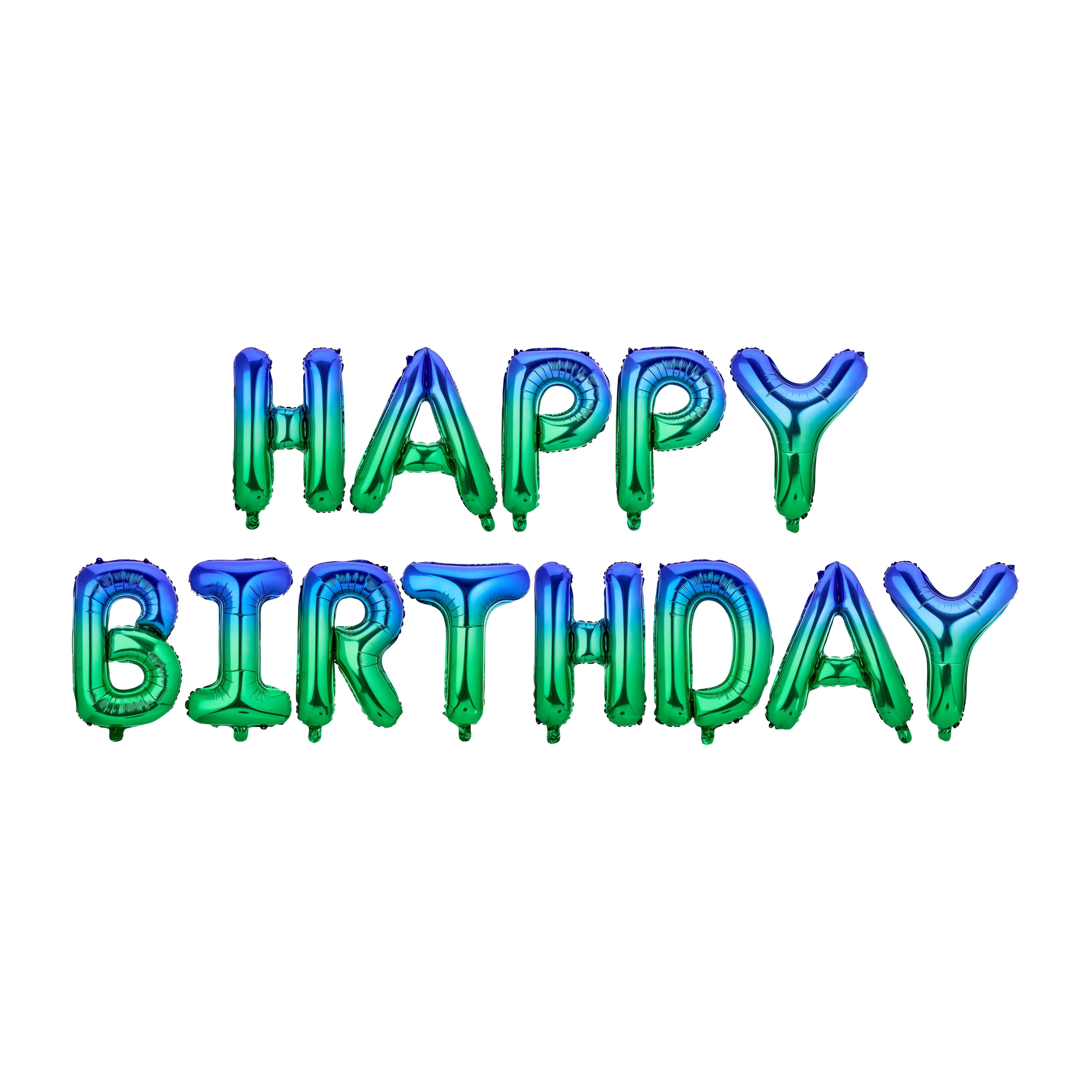 Way To Celebrate Happy Birthday Foil Balloon Banner, Ombre Blue and Green Party Decoration (16 Pieces, 20 in) ue1s3