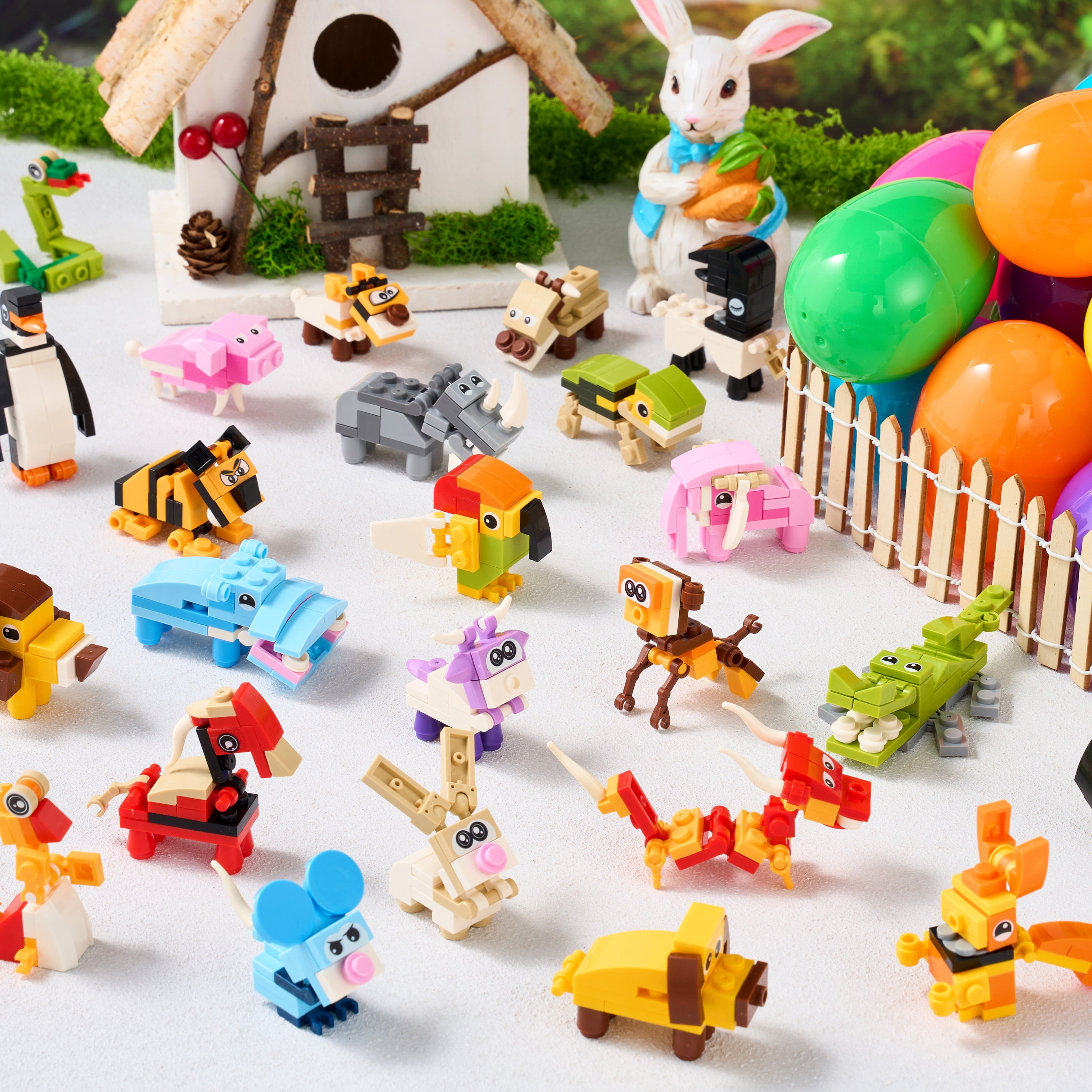 Joyfy Prefilled Easter Eggs with Animal Building Blocks, Educational STEM Toy Set for Kids (24 Pack, 3.23 in) ca78t