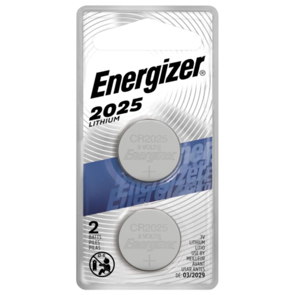 Energizer CR2025 Lithium Coin Batteries (Long-Lasting Power for Key Fobs and Watches) (2 Pack) 3r8jo