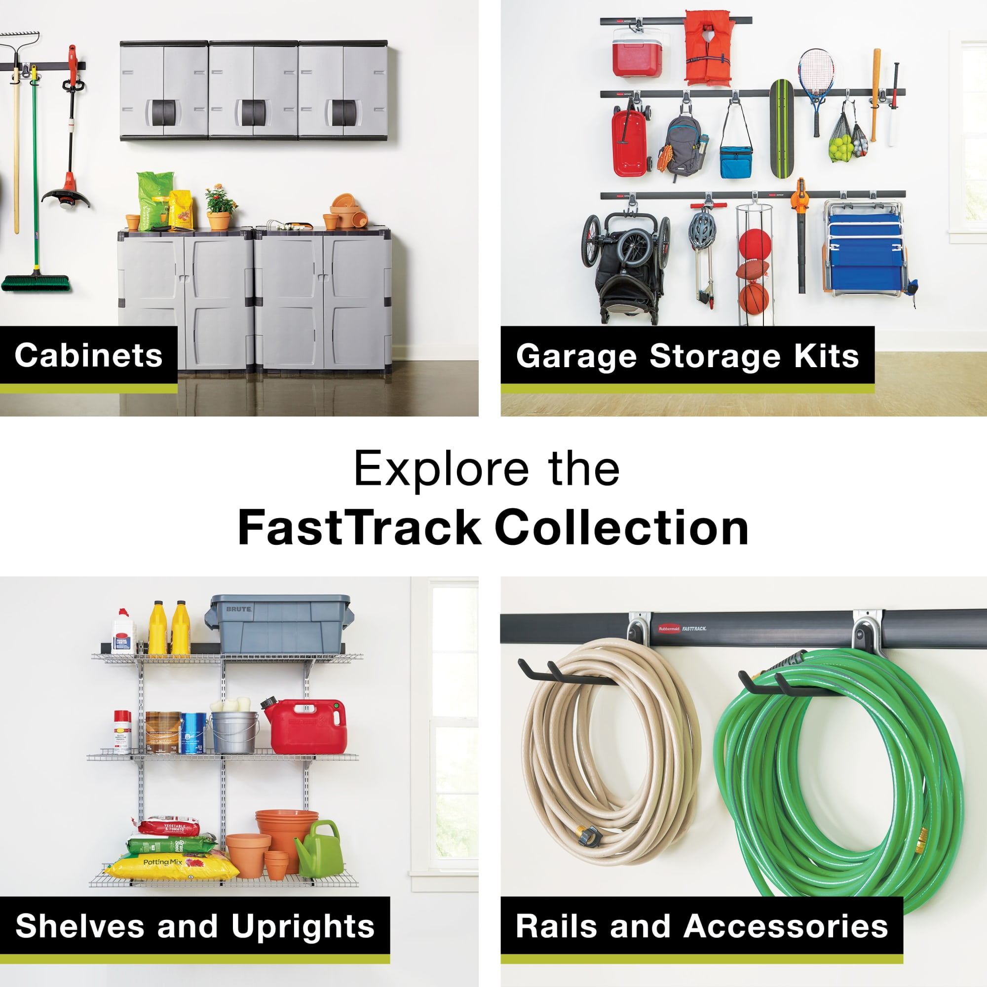 Rubbermaid FastTrack Garage Storage System Rail Shelf Kit (Black, 16-Piece) qrt1v - Image 7