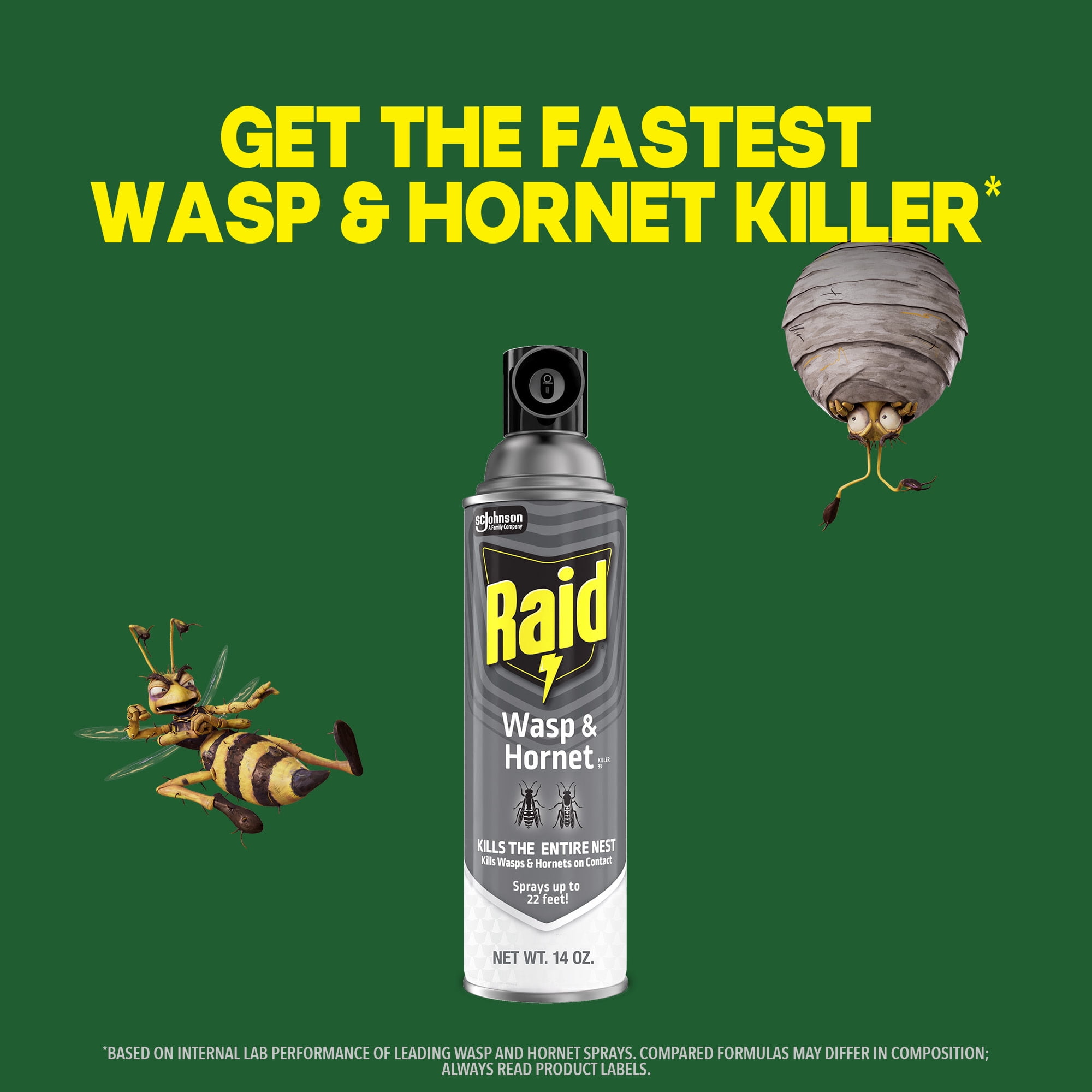 Raid Wasp and Hornet Killer 33 Outdoor Insecticide Spray (2 Pack, 14 oz each) 3e5kk