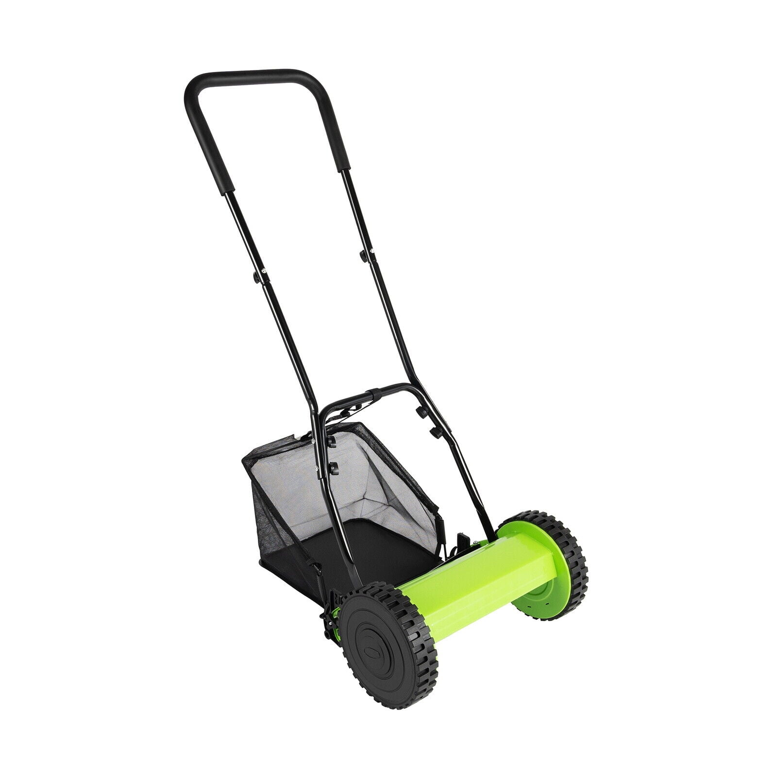 Generic Hand Push Reel Lawn Mower with Grass Catcher and Adjustable Cutting Height (Green, 12 in) alwo9