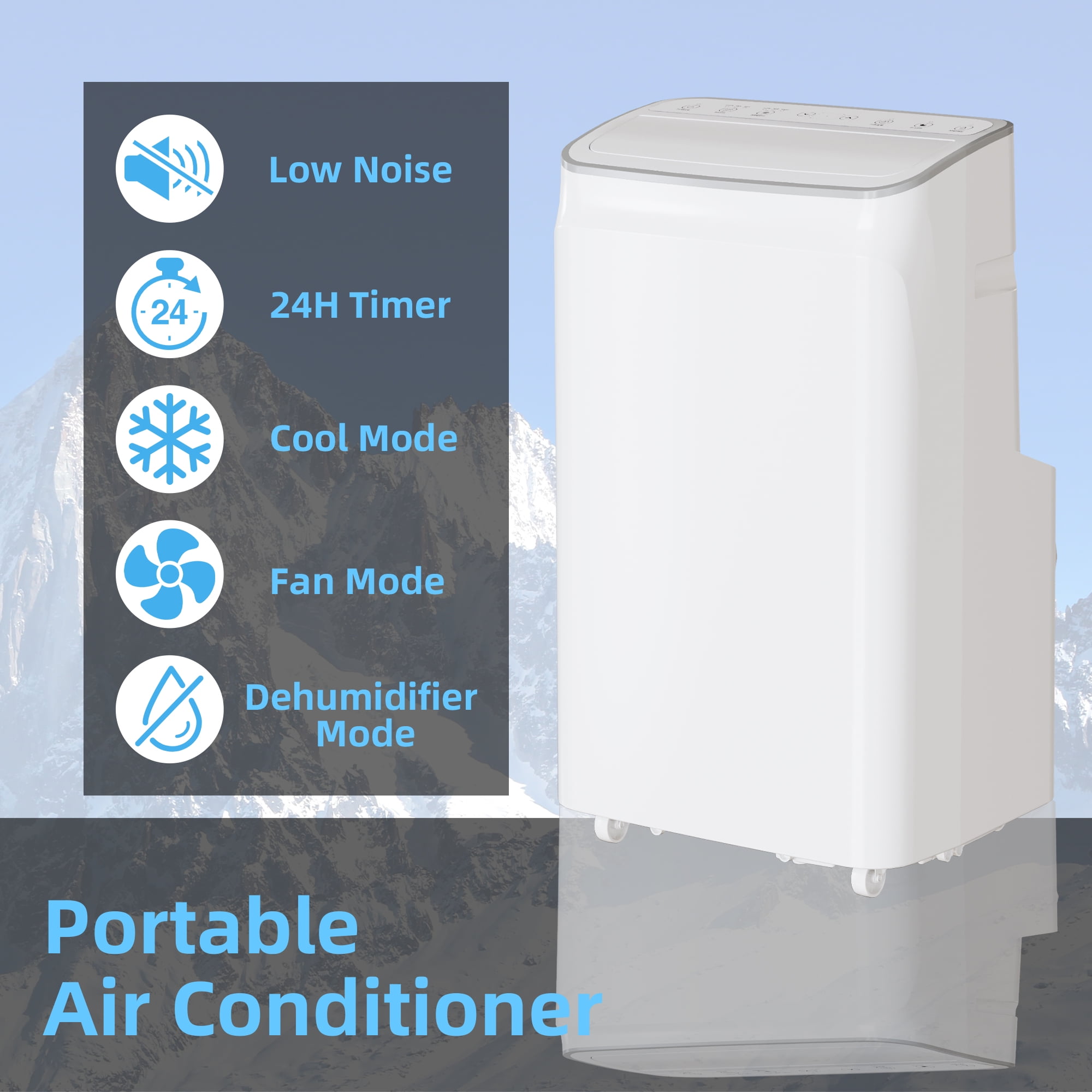 PIONEERWORKS Portable Air Conditioner 12000 BTU (4-in-1 Cooling, Dehumidifier, Fan, Sleep Mode, 450 sq. ft. Coverage) mwxbc