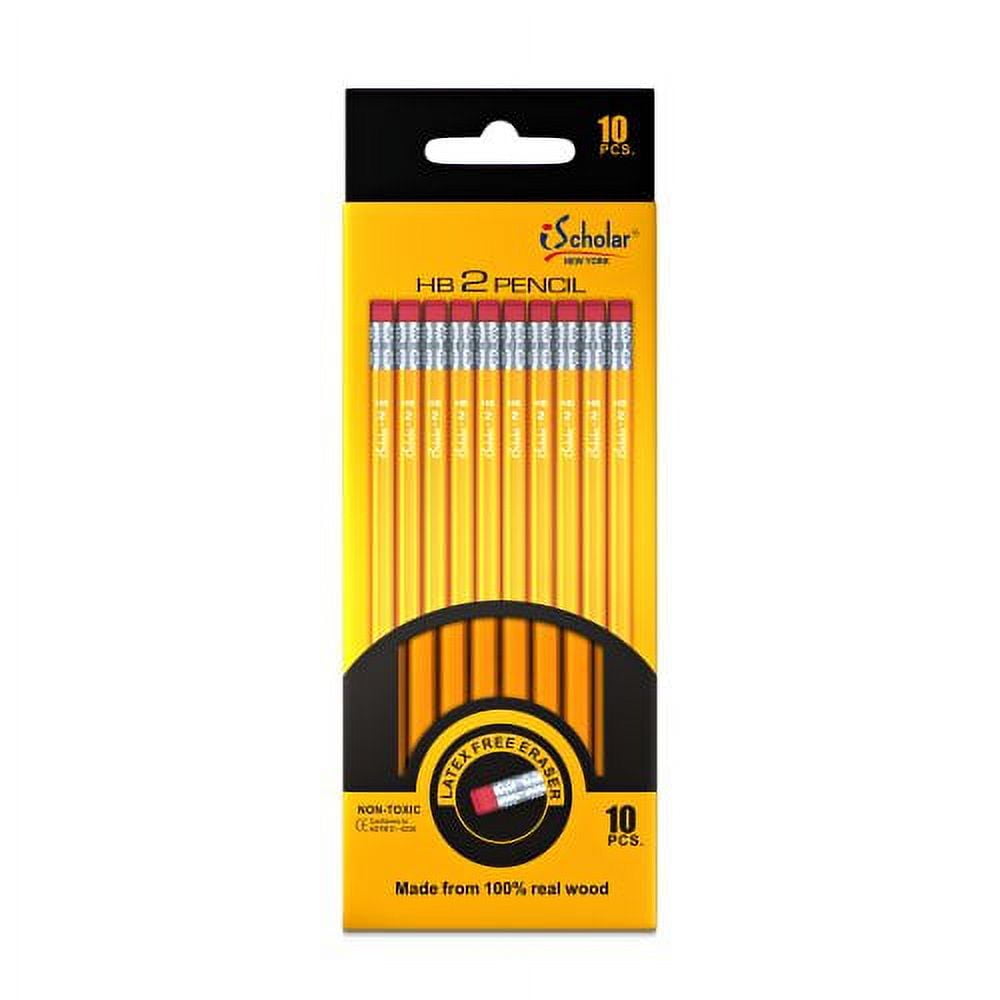 iScholar No. 2 Wood Pencils with Latex-Free Erasers (Yellow, 10-Pack) dcl5t