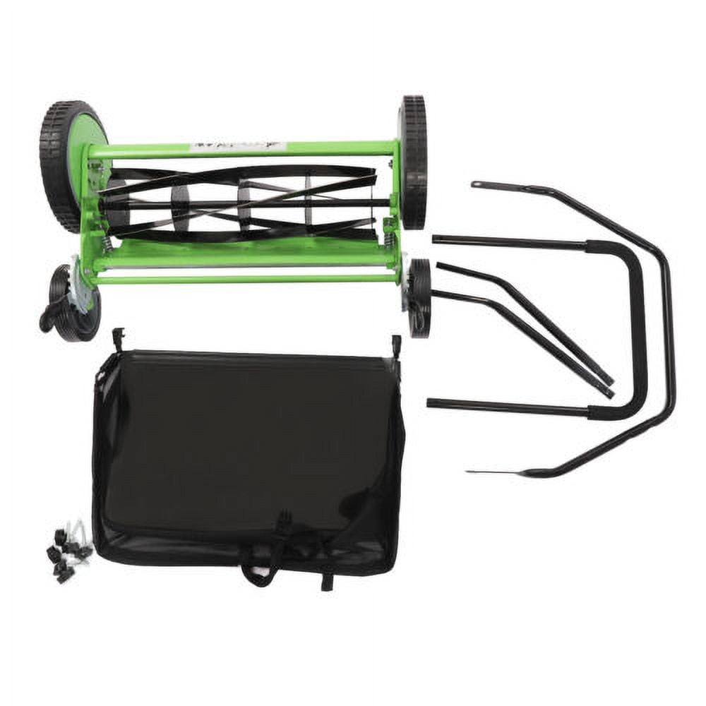 Generic Manual Reel Mower 5-Blade Push Lawn Mower with Adjustable Cutting Height (Black, 20 in) 4zzk6