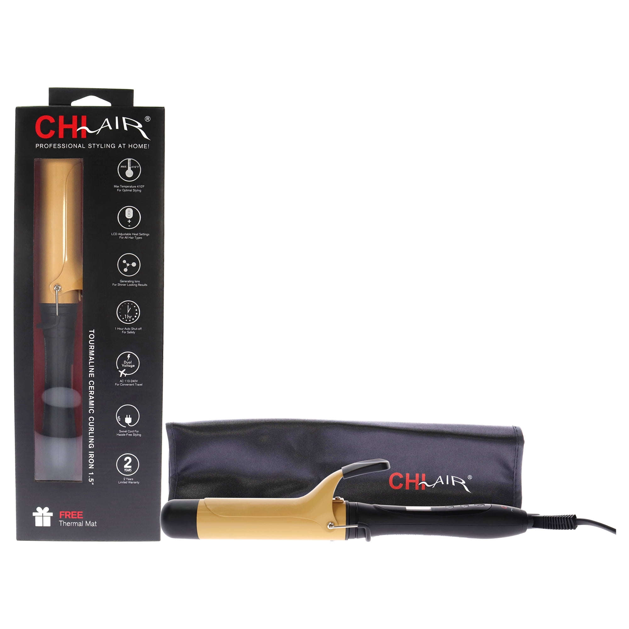 CHI Air Tourmaline Ceramic Spring Curling Iron (Onyx Black, 1.5 in) js7i0