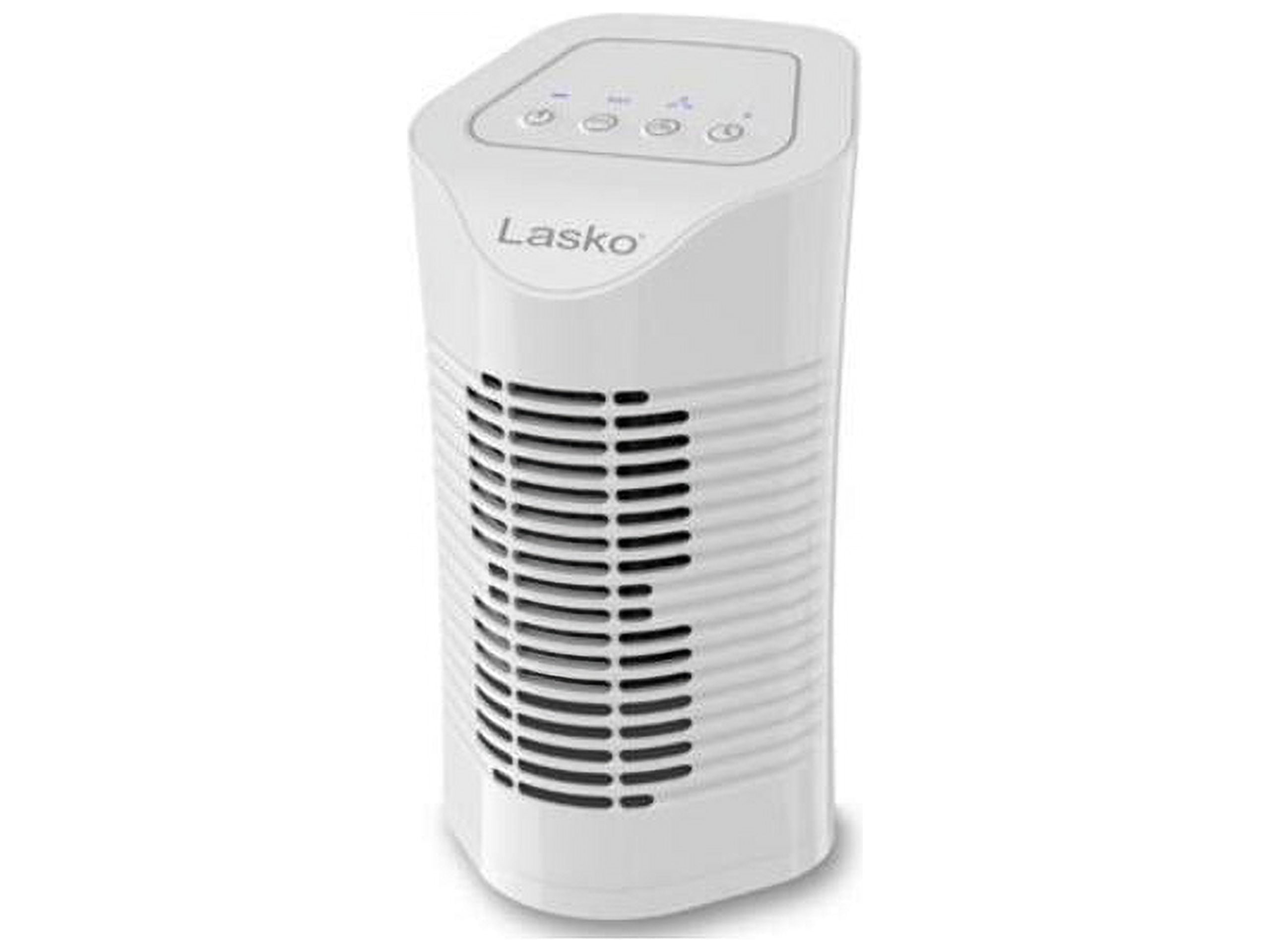 Lasko 3-Stage Desktop Tower Air Purifier with Ionizer and Timer (White, 11 in Tall) n4dt8