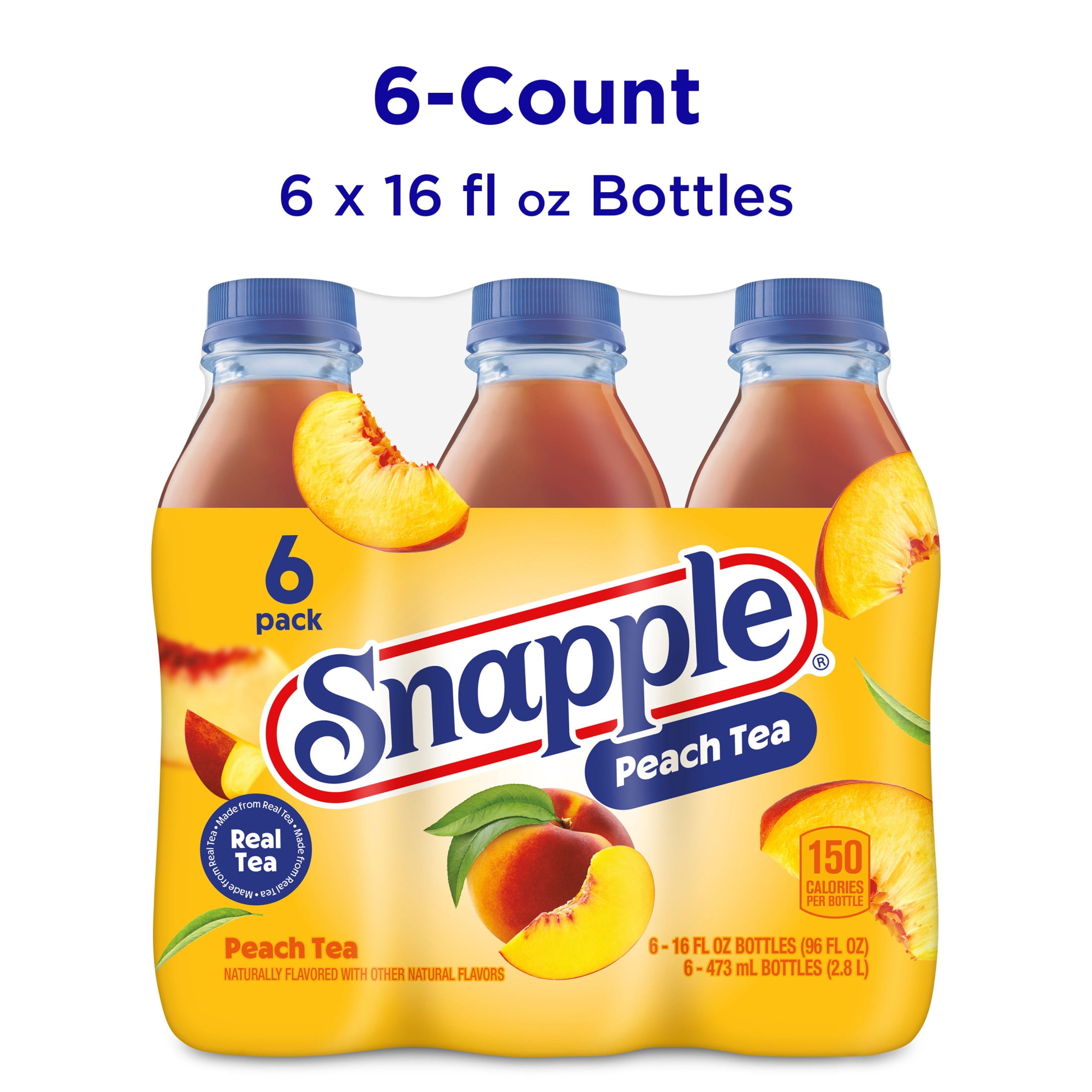 Snapple Peach Tea, All Natural Black and Green Tea Blend (6 Pack, 16 fl oz) b2a5p