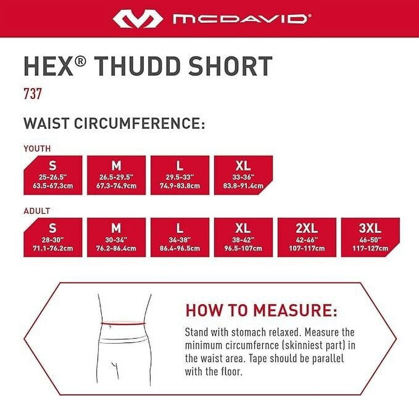 McDavid Hex Thudd Protective Padded Shorts (White, Adult Large) bgnt2