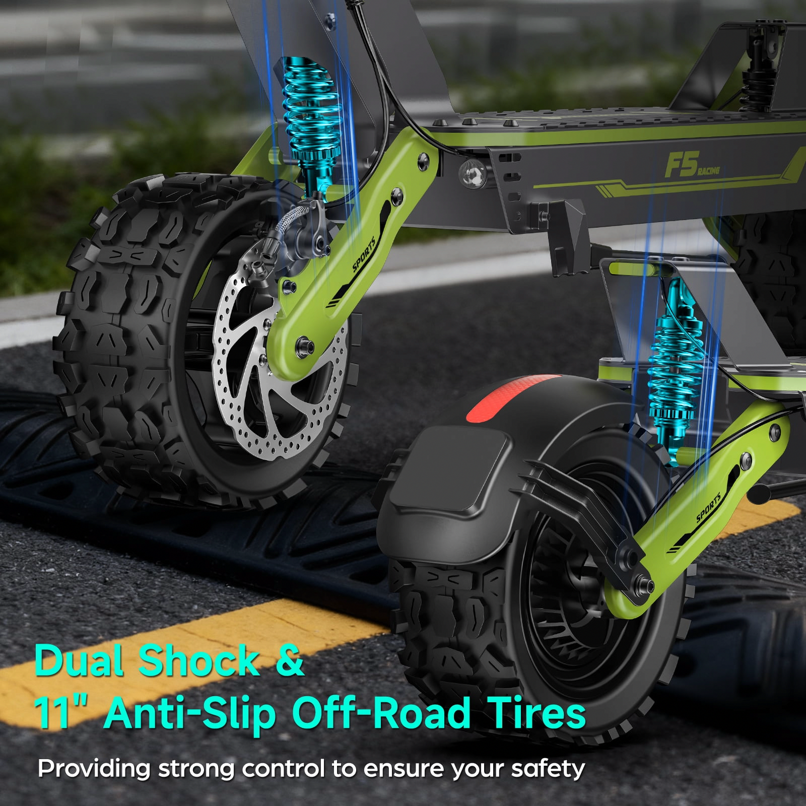 GOKEEP Electric Scooter for Adults, 1500W Motor, 43-Mile Range, 11-inch Off-Road Tires, Foldable Commuter Scooter (Green) 2zmnl