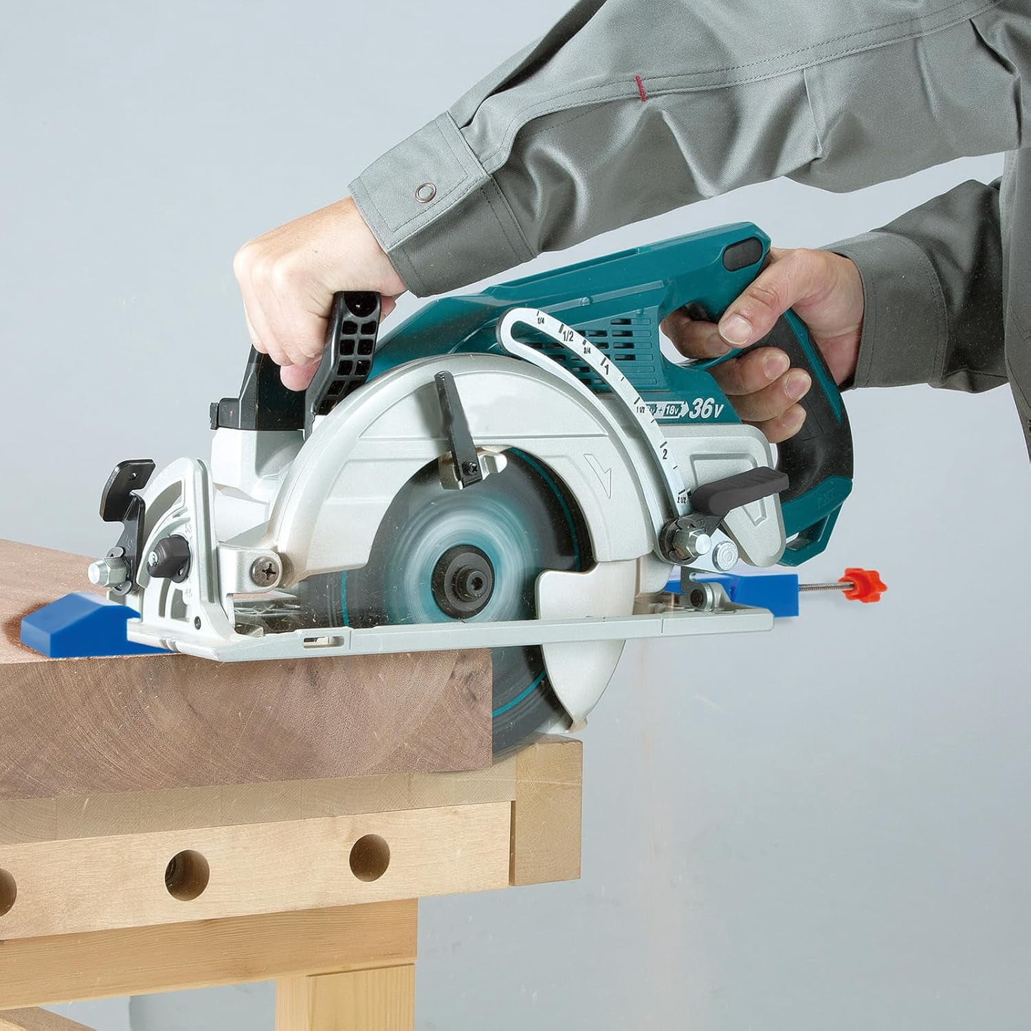 Isasaka Adjustable Circular Saw Cutting Guide with Precision Milling Clamp (Blue, 4-6 in) d18mm
