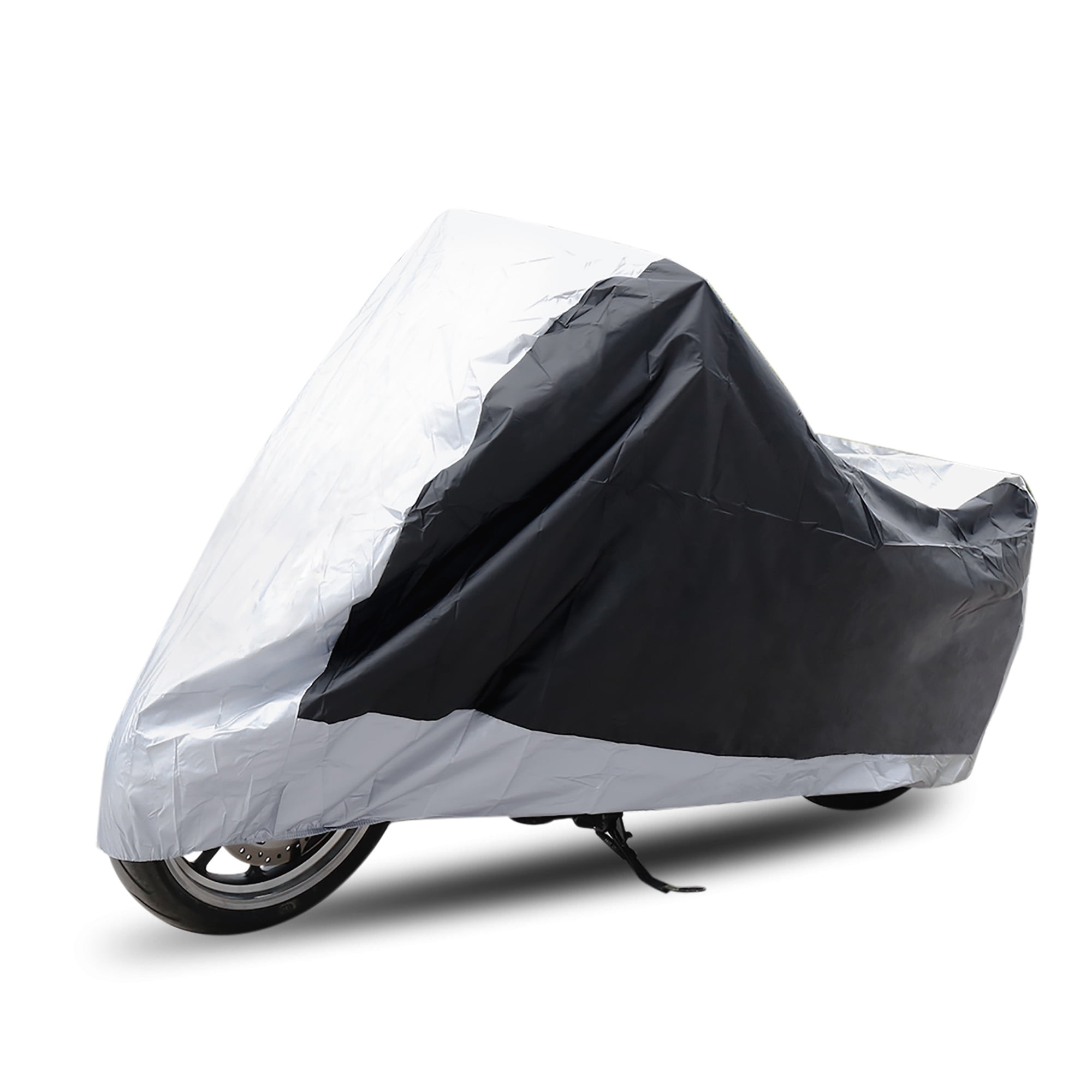 Unique Bargains Motorcycle Cover Outdoor Weatherproof UV Protection (Silver and Black, Large) 0zpxa