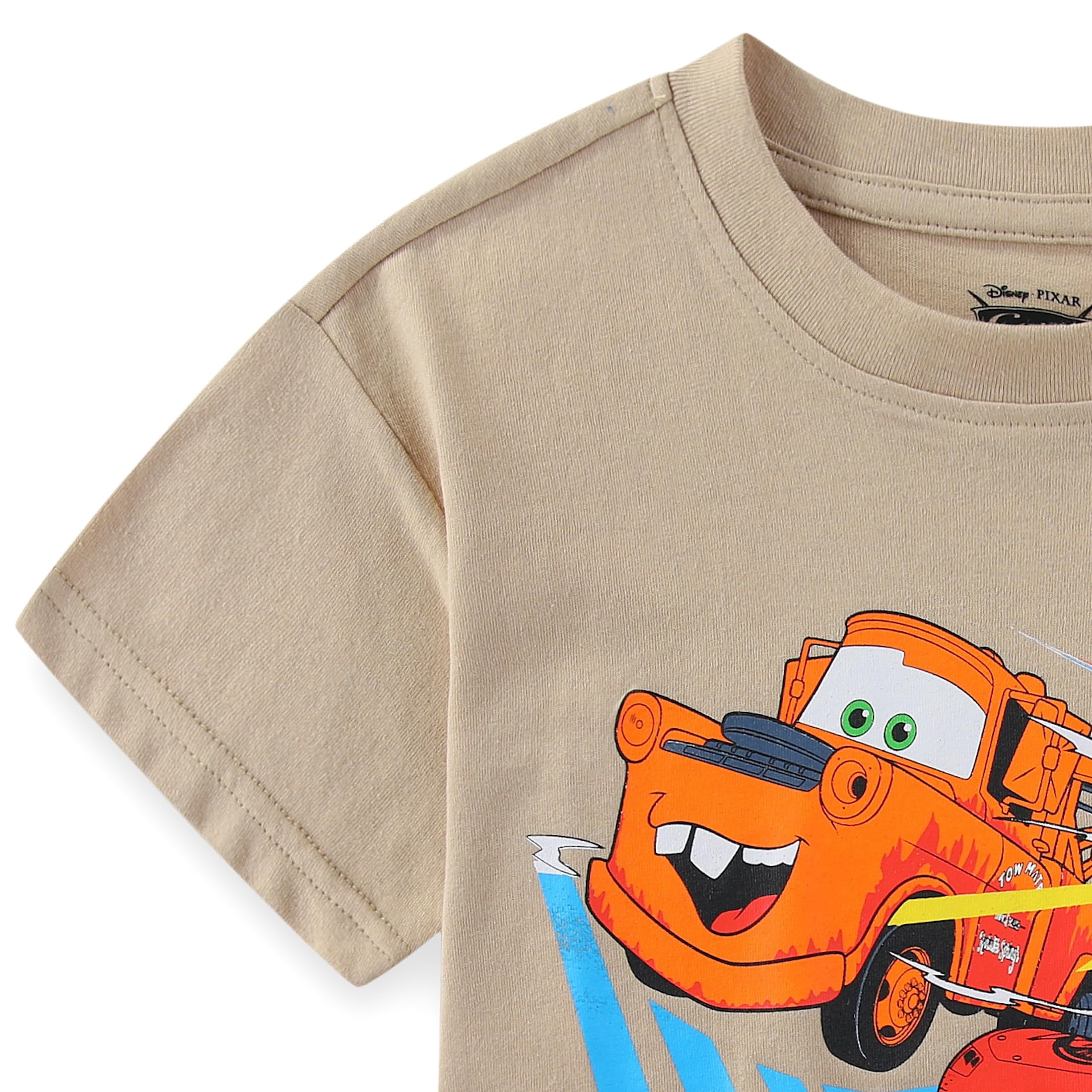 Disney Cars Lightning McQueen Graphic T-Shirt and Mesh Shorts Set (Boys, Brown, 2T-7) rby82