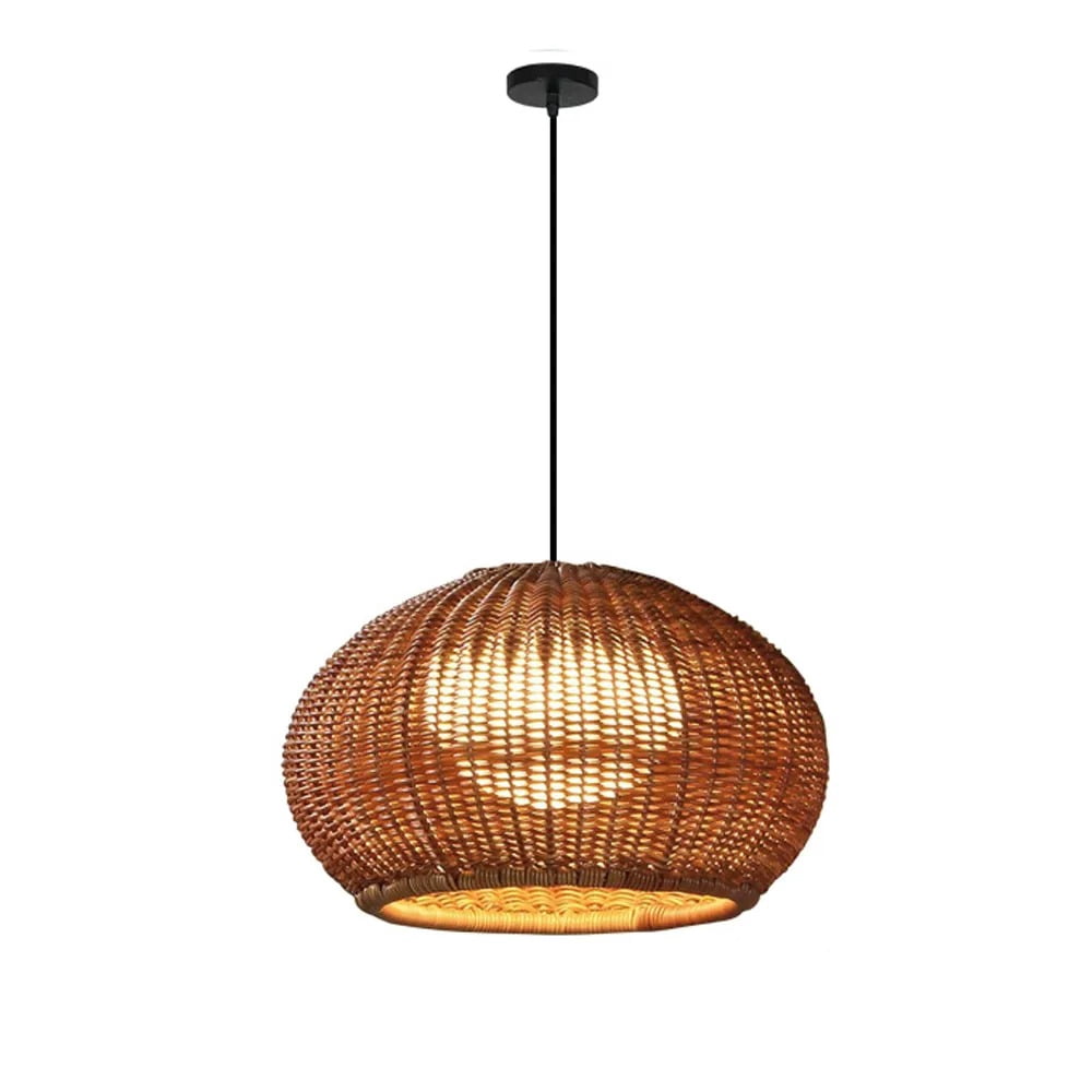 LittleGlovo Hand-woven Rattan Chandelier Waterproof Outdoor Hanging Light (Natural, 12 in) e5toj