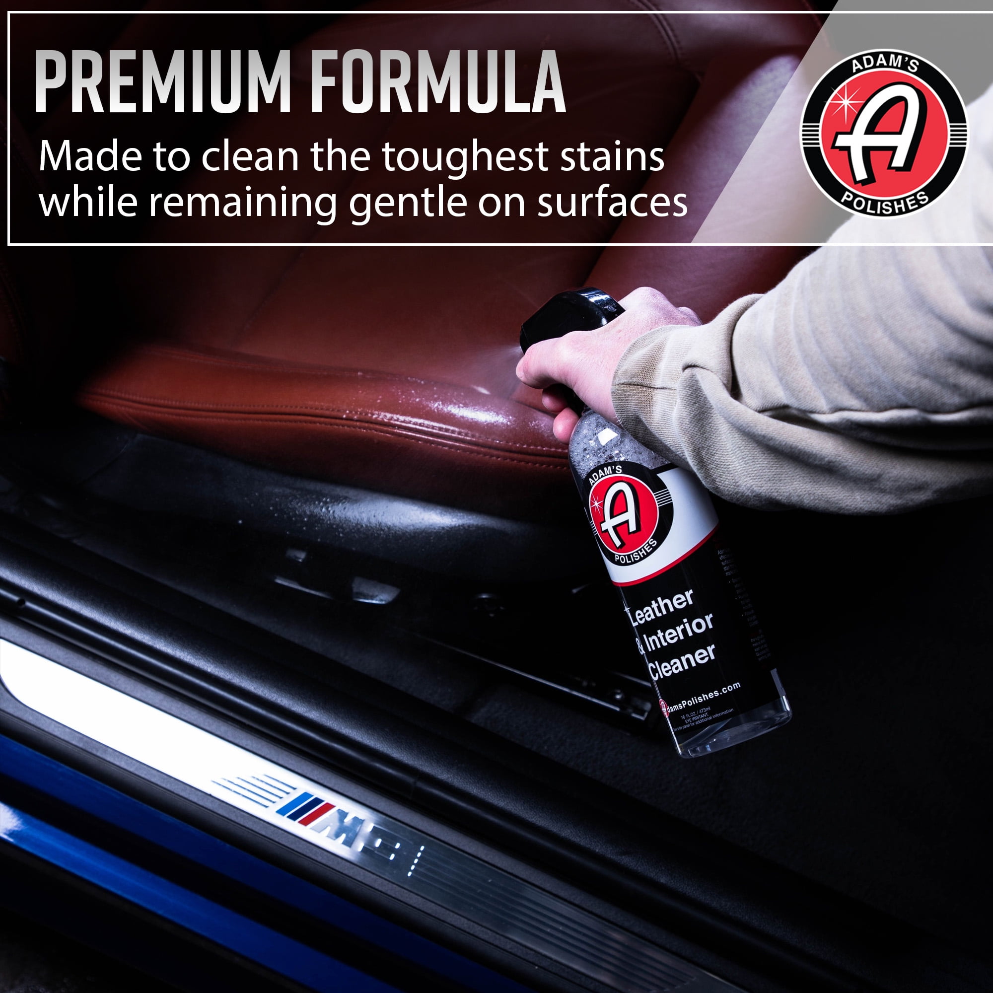 Adam's Polishes Leather & Interior Cleaner, Professional Grade Multi-Surface Auto Detailer (16 fl oz) uynnn