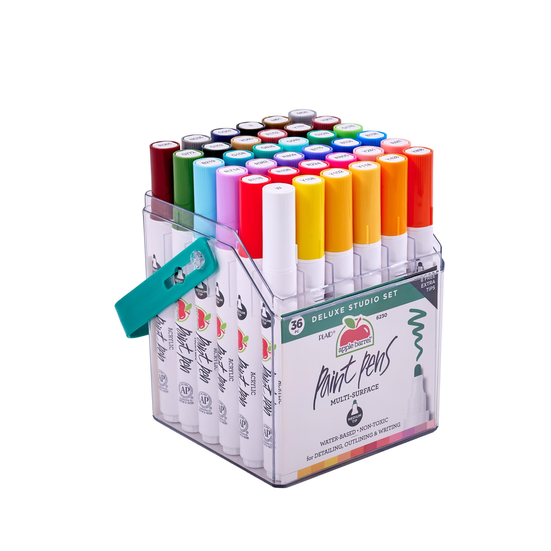 Apple Barrel Multi-Surface Paint Pens Deluxe Studio Set, Medium Tip (36 Count) iv4b6