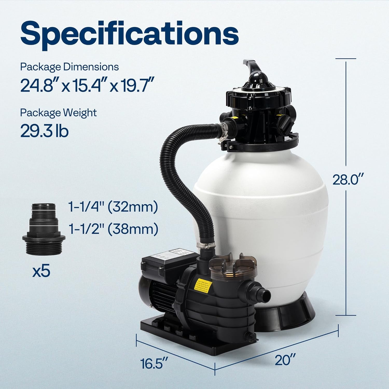 SPECSTAR 13 in Sand Filter Pump System with 1/2 HP Motor and 24-Hour Timer (2640 GPH, 55 lb Sand Capacity) xozul