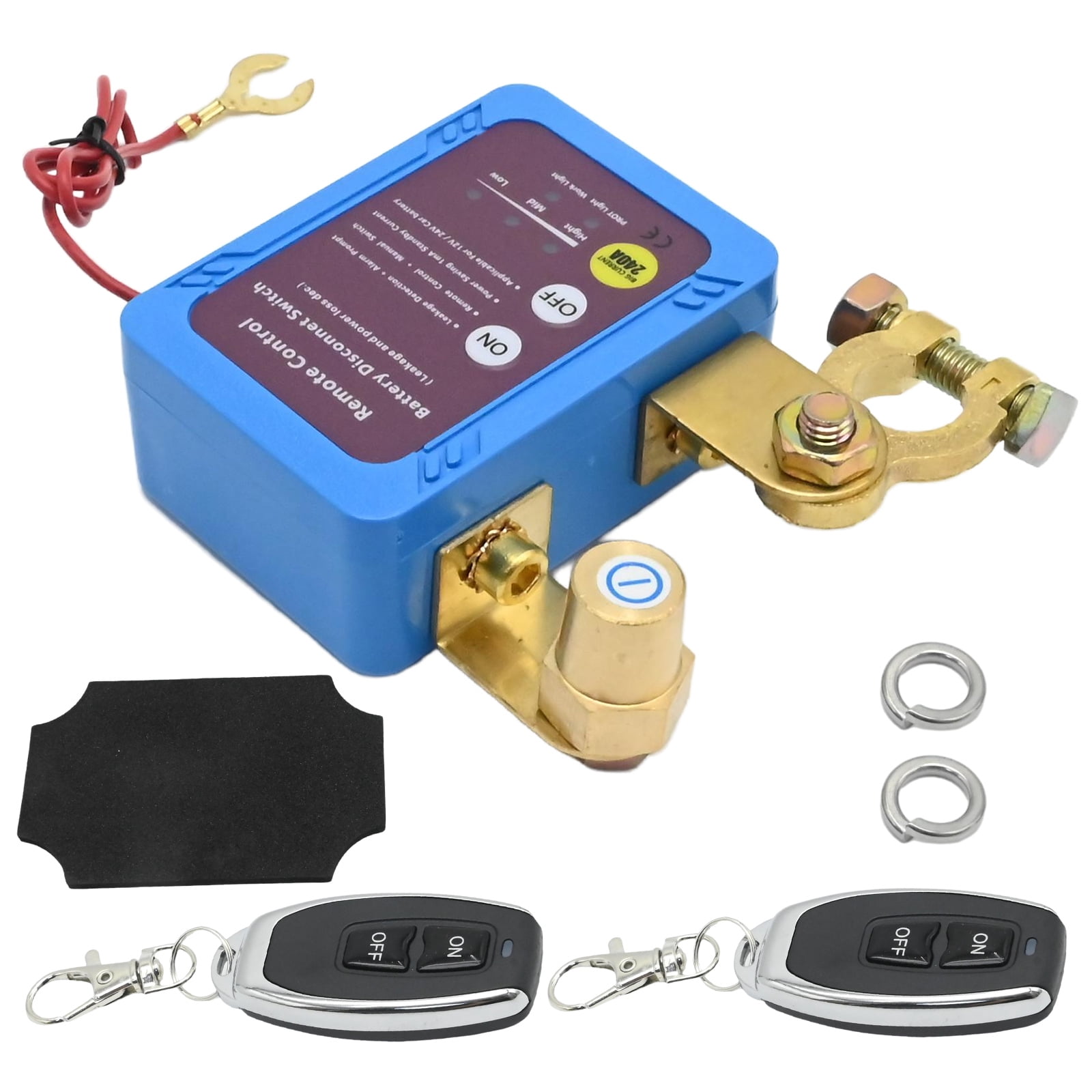 Anxingo 12V 240A Remote Battery Disconnect Switch, Wireless Anti-Theft Kill Switch for Car RV Marine (Blue) espi6