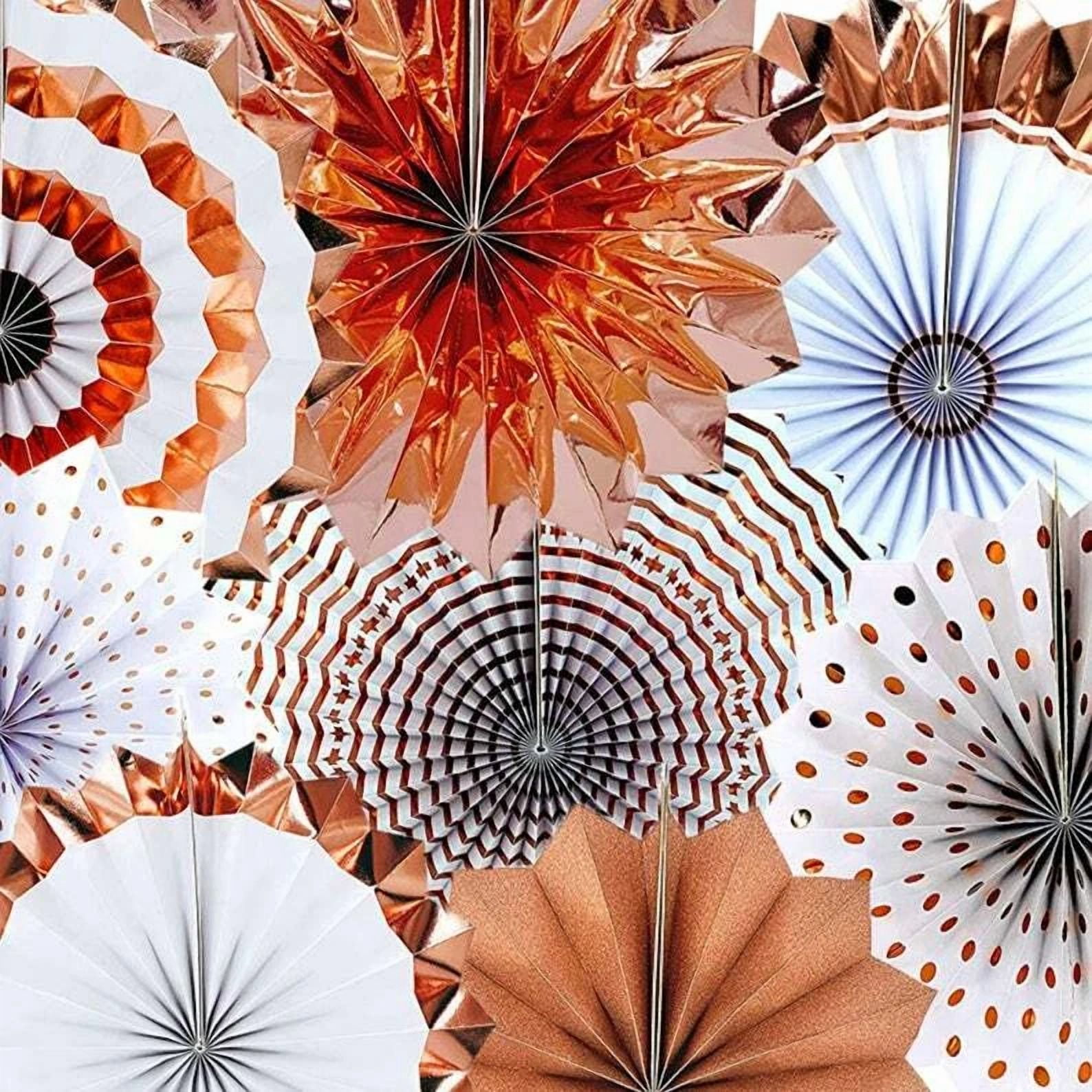 VAULT Rose Gold Hanging Paper Fans Decoration Set for Weddings and Birthdays (6 Pack) 7w8qu