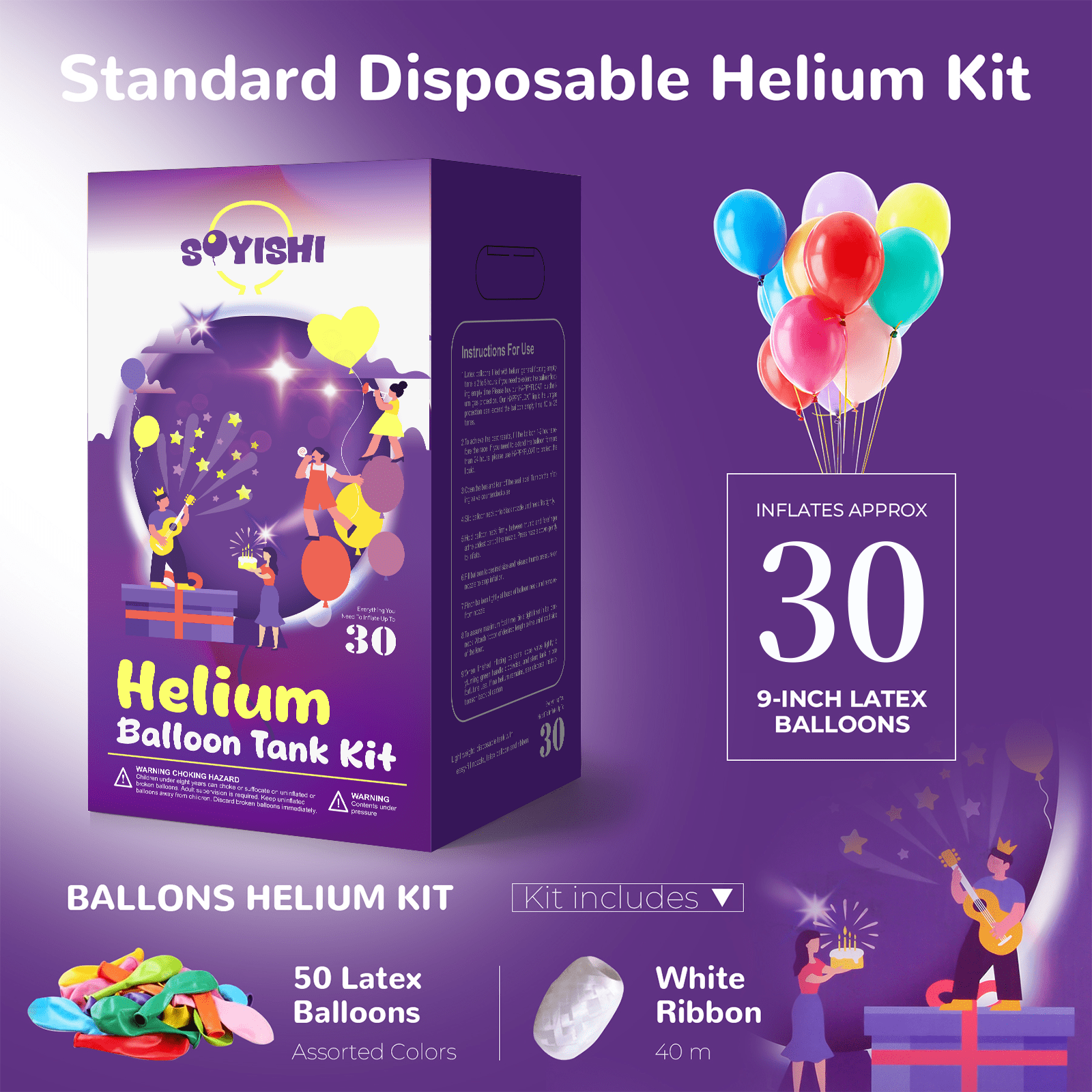 Soyishi Helium Tank for Party Balloons (Up to 30 Balloons, 7L) lklcr