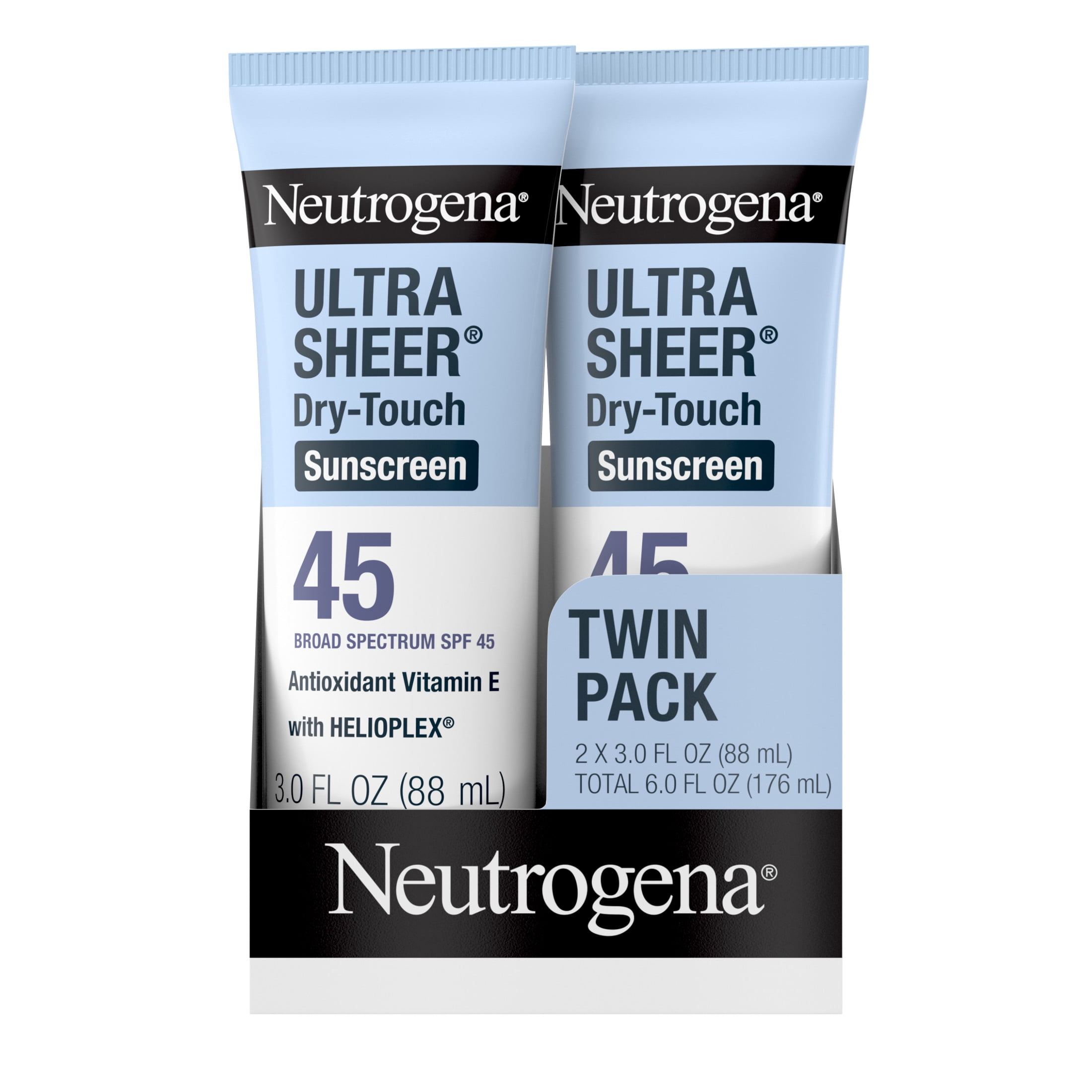 Neutrogena Ultra Sheer Dry-Touch Sunscreen Lotion Broad Spectrum SPF 45 (White, 2-Pack of 3 fl oz) uyb0b